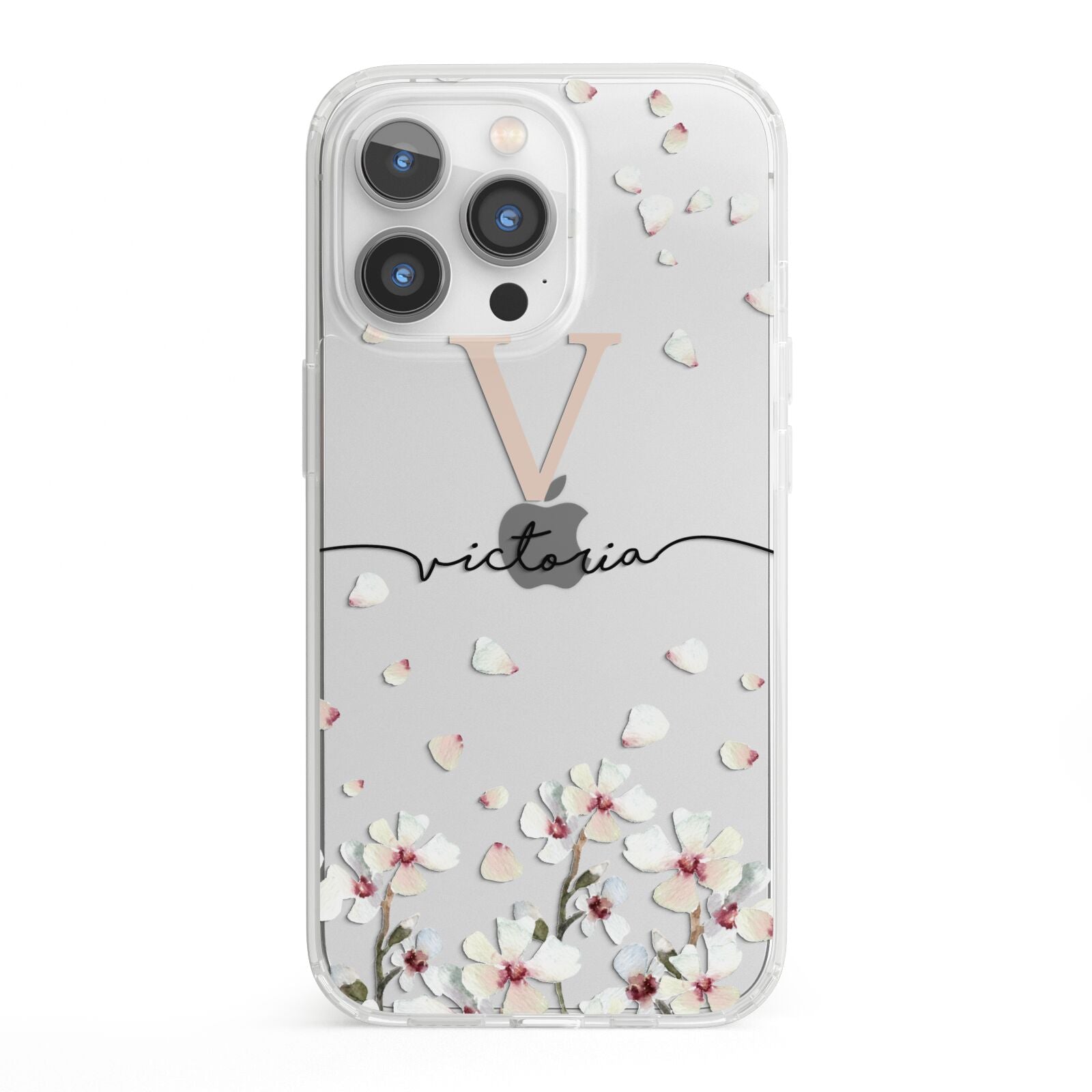 Personalised Petals iPhone 13 Pro Clear Bumper Case