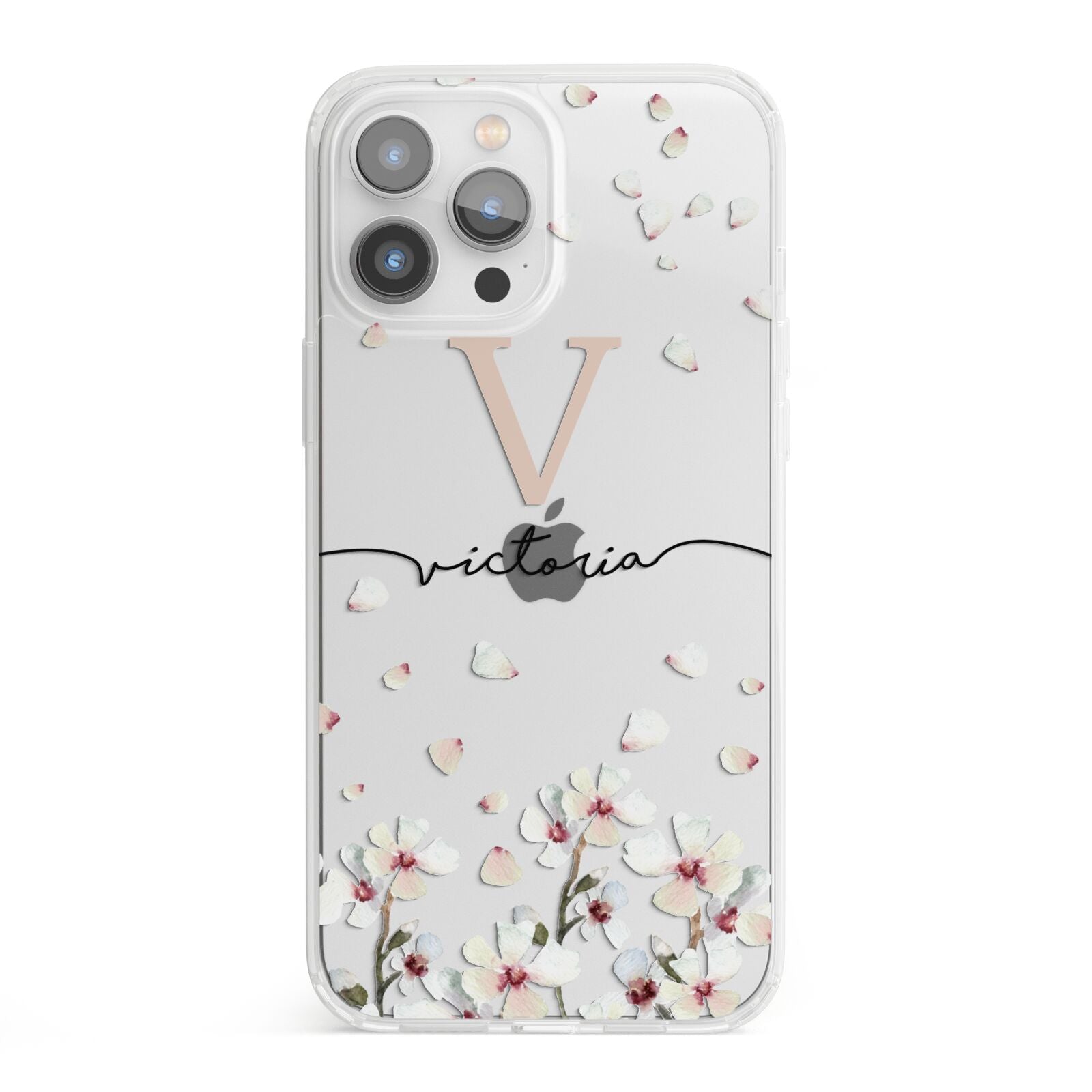 Personalised Petals iPhone 13 Pro Max Clear Bumper Case