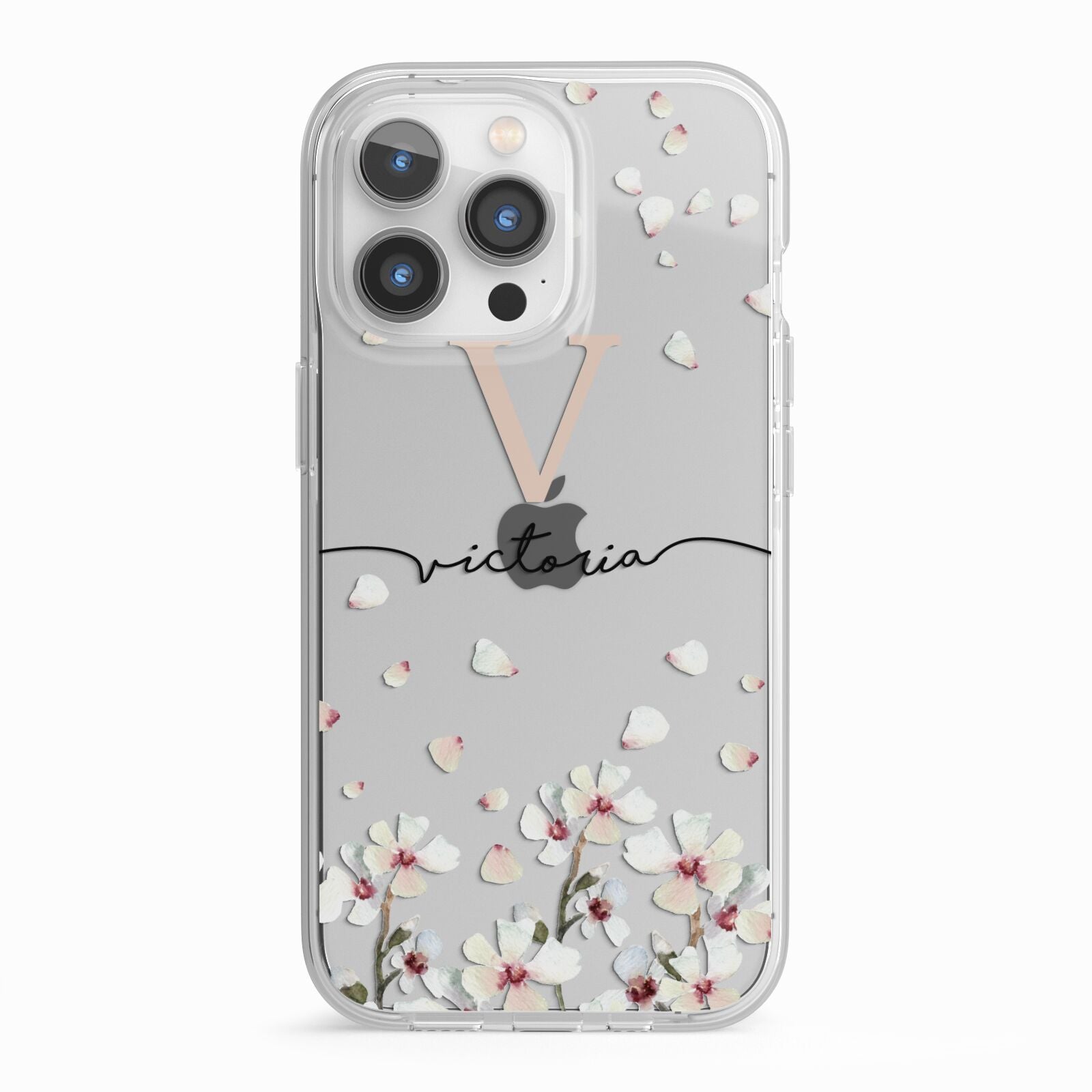 Personalised Petals iPhone 13 Pro TPU Impact Case with White Edges