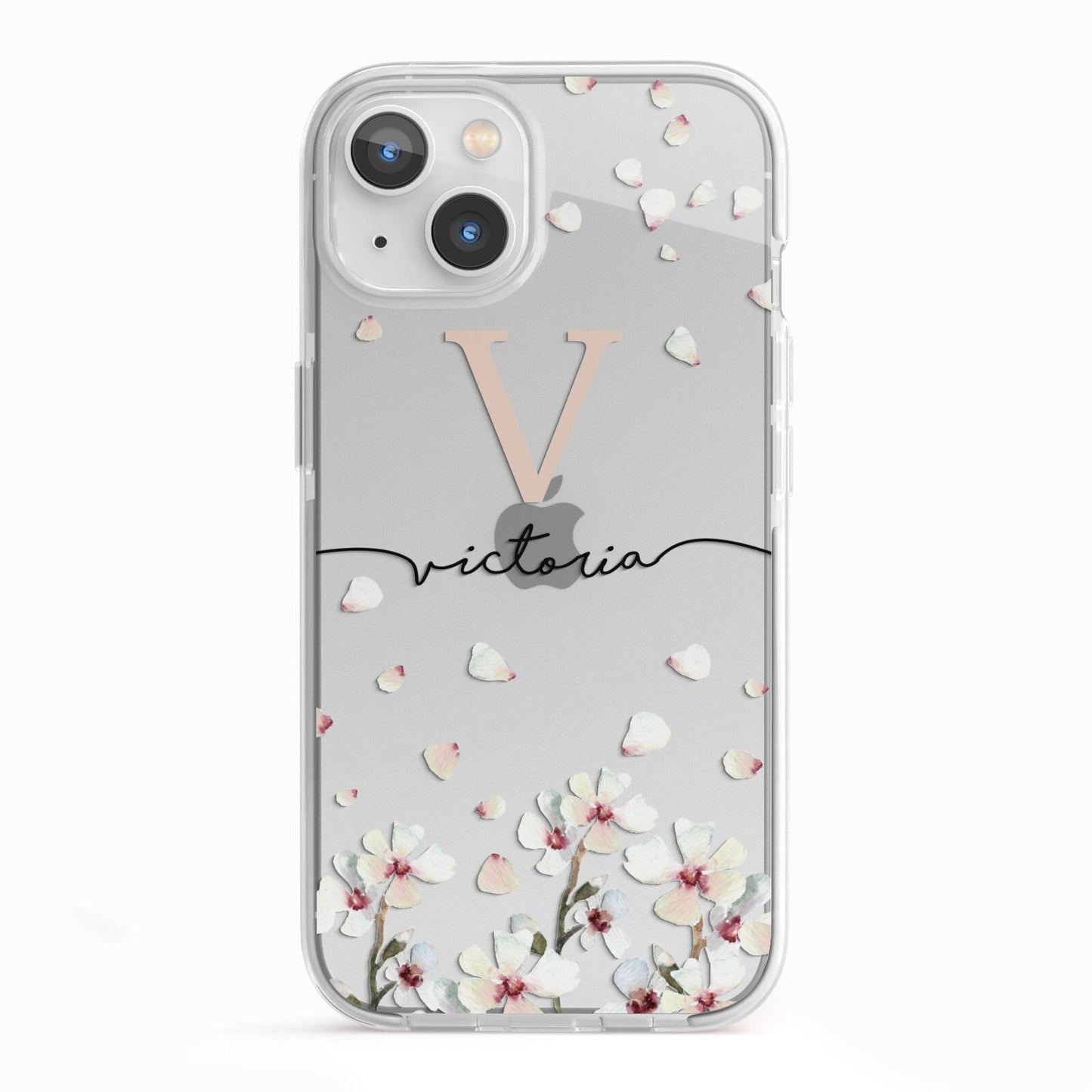 Personalised Petals iPhone 13 TPU Impact Case with White Edges