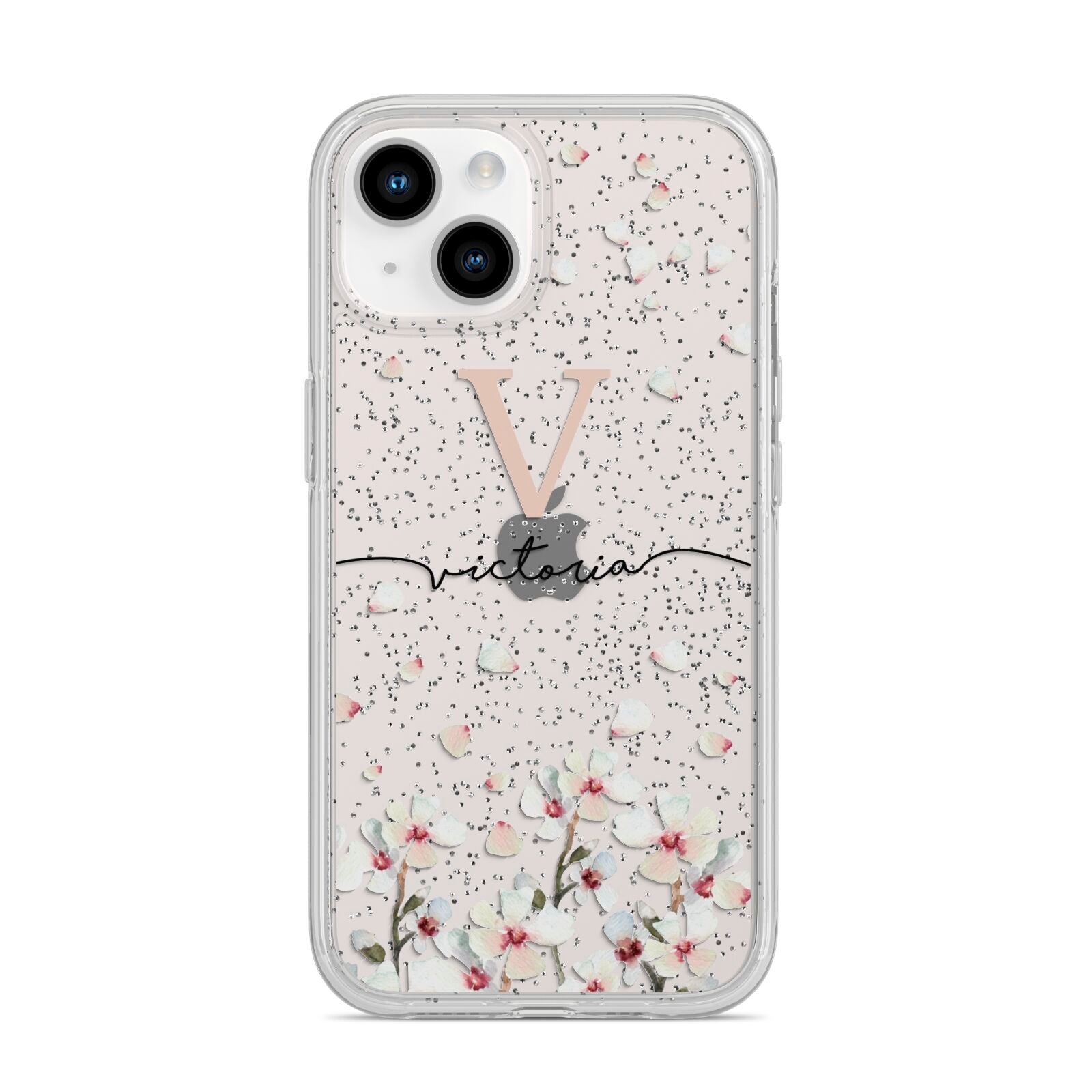 Personalised Petals iPhone 14 Glitter Tough Case Starlight