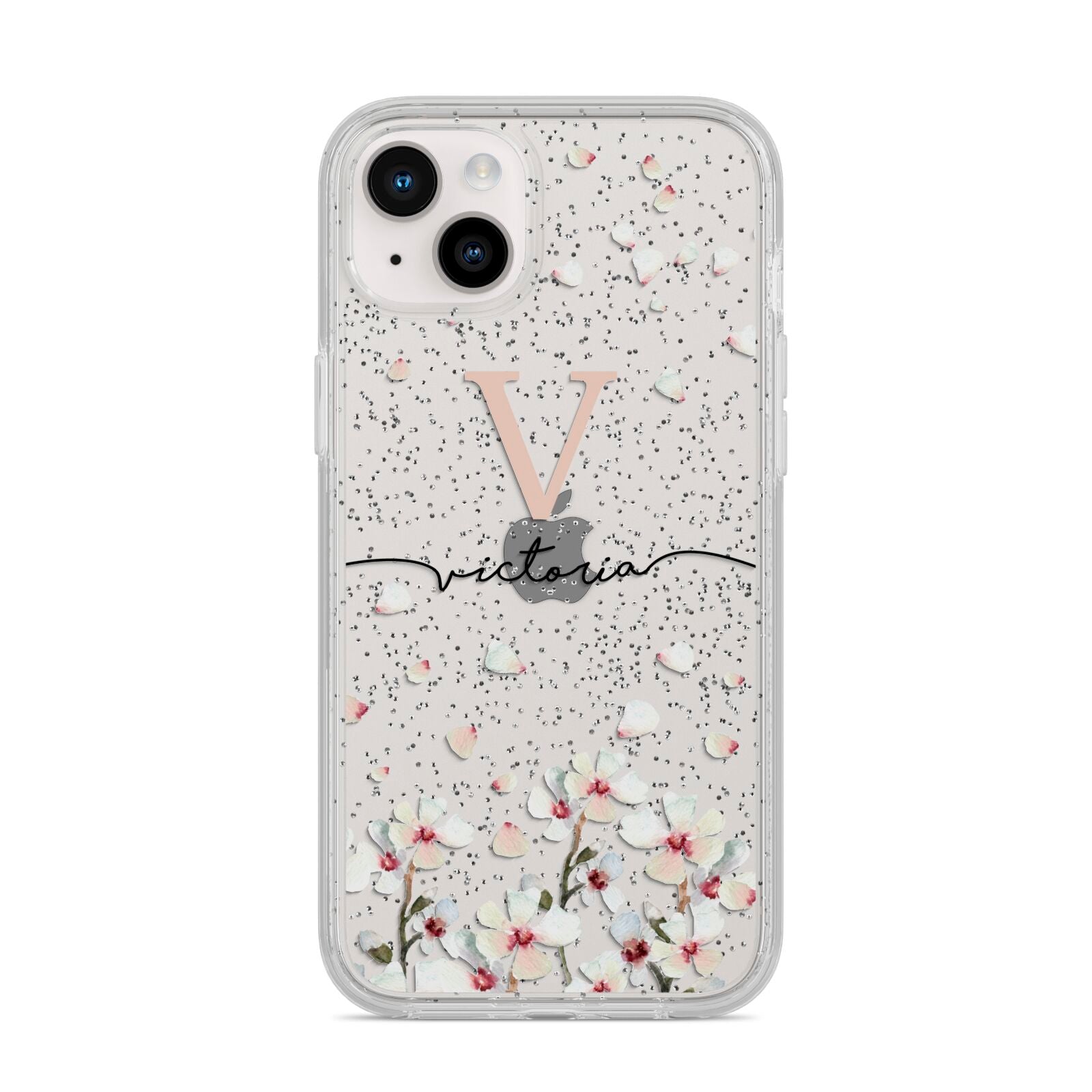 Personalised Petals iPhone 14 Plus Glitter Tough Case Starlight