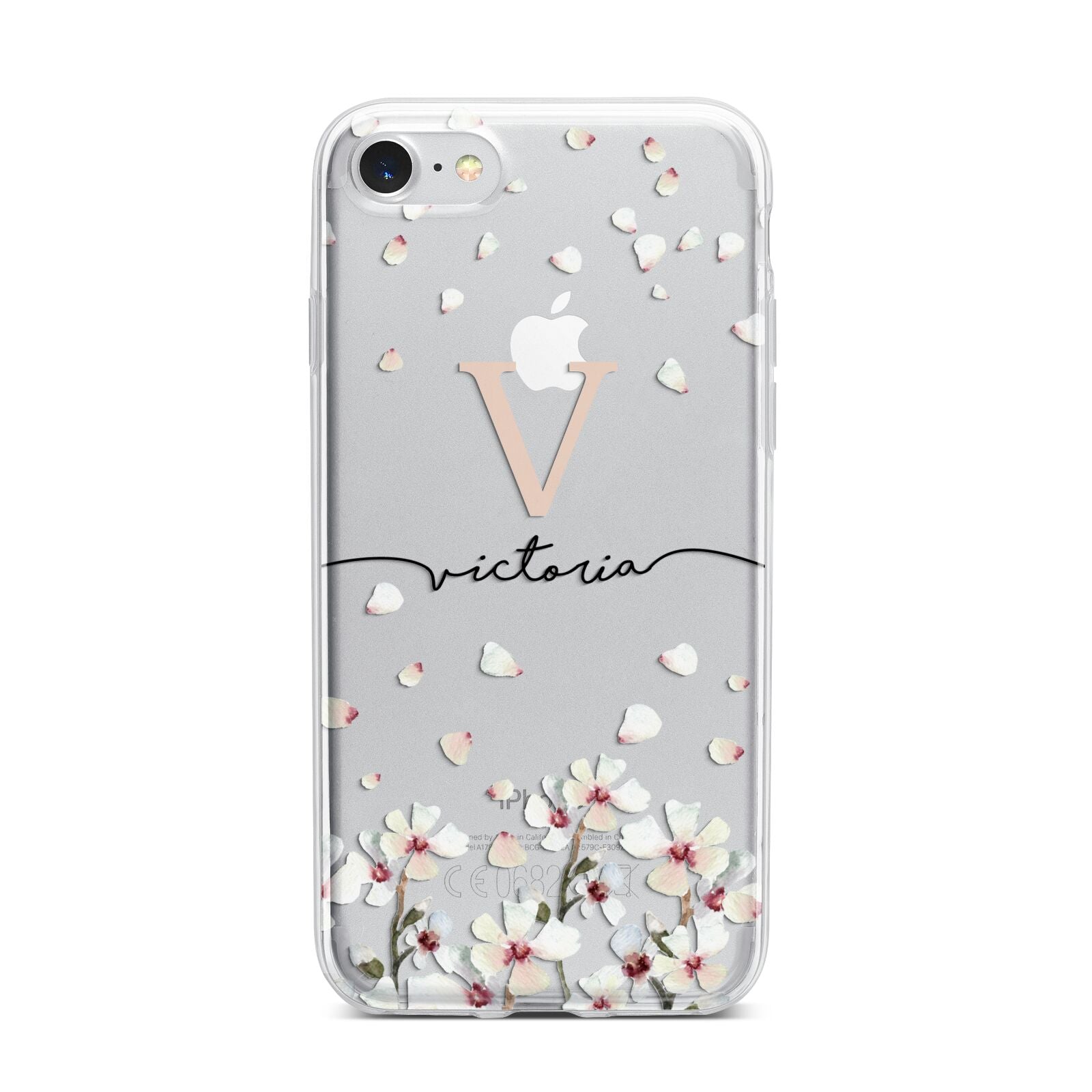 Personalised Petals iPhone 7 Bumper Case on Silver iPhone