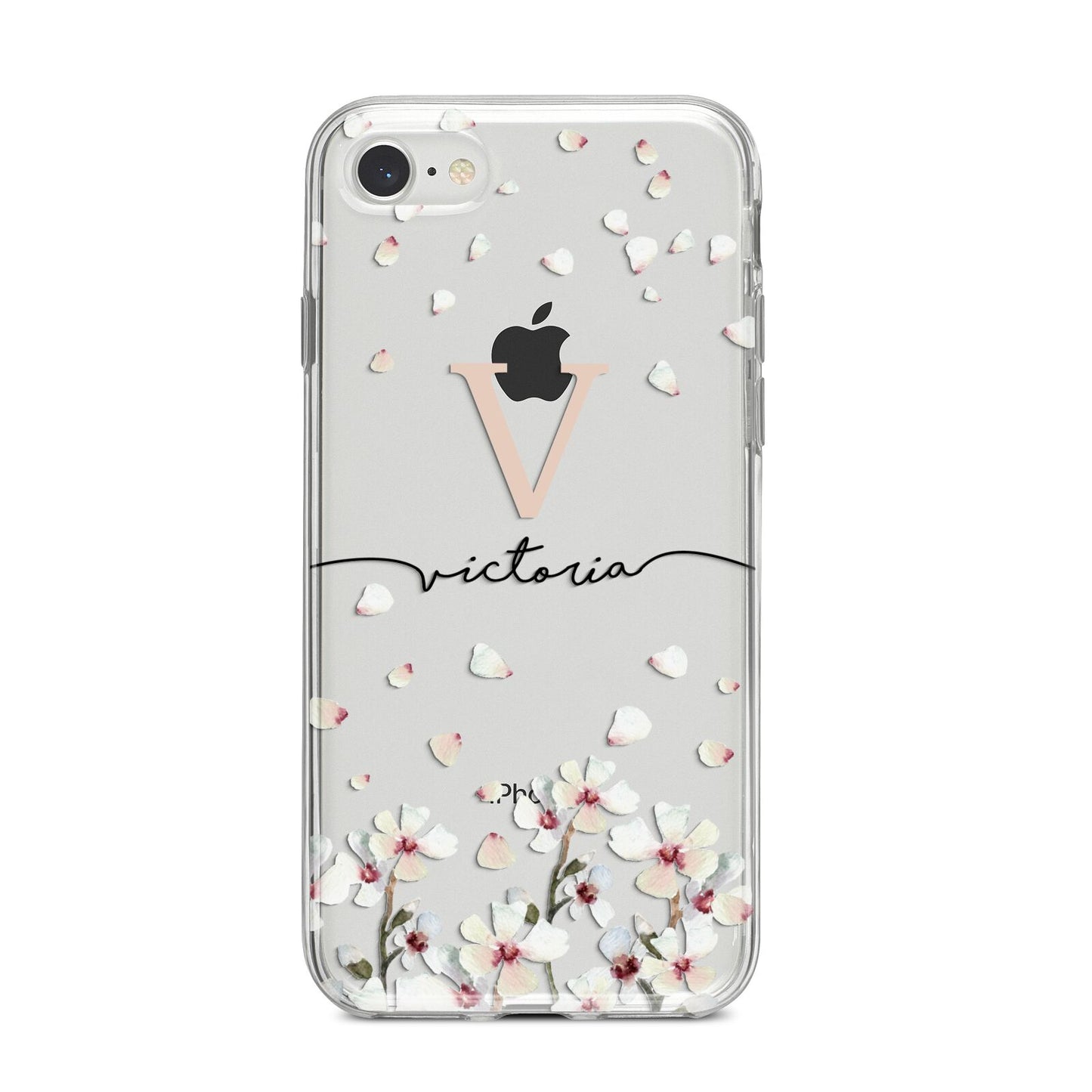 Personalised Petals iPhone 8 Bumper Case on Silver iPhone