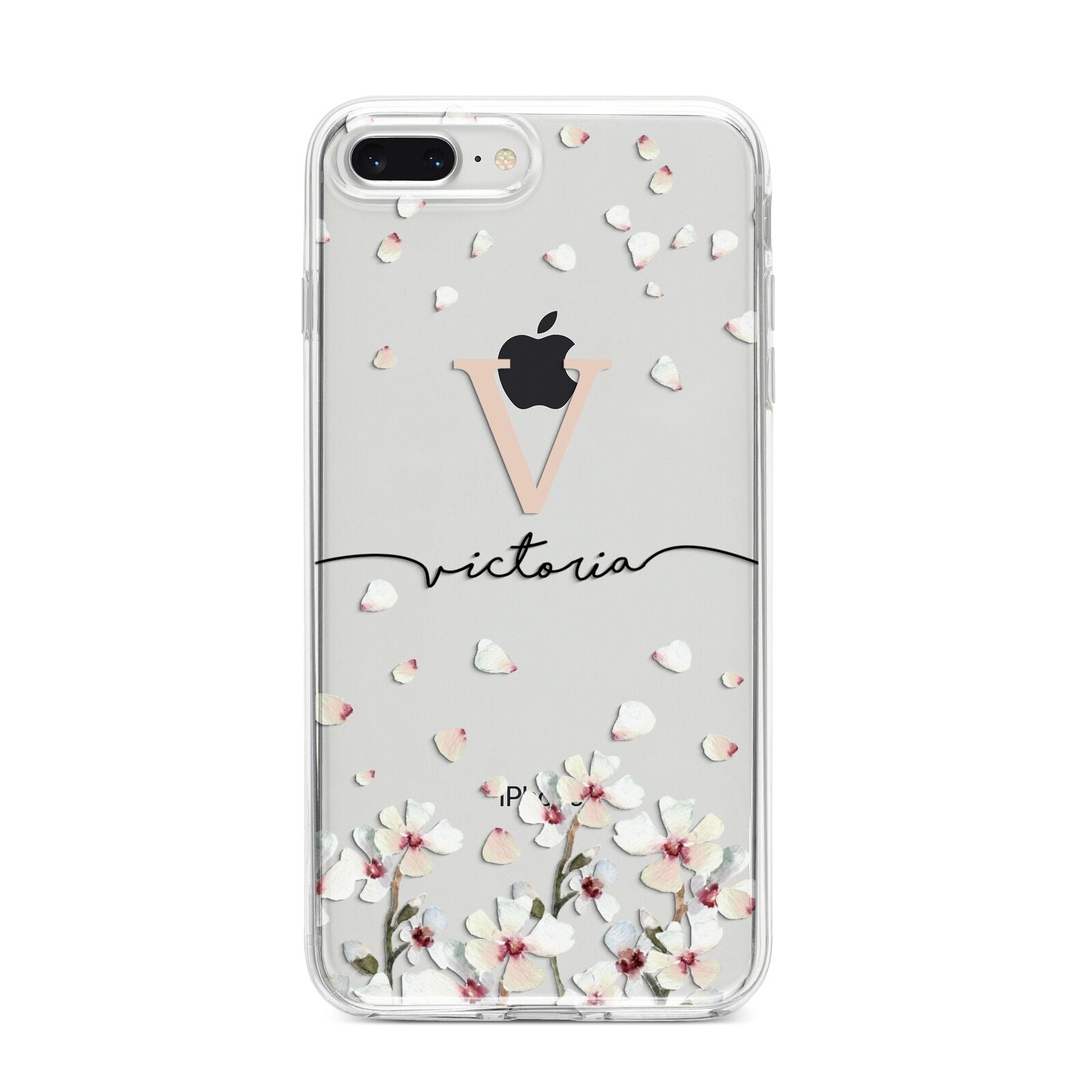 Personalised Petals iPhone 8 Plus Bumper Case on Silver iPhone
