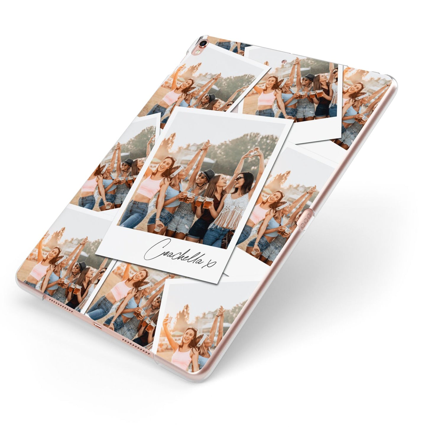 Personalised Photo Apple iPad Case on Rose Gold iPad Side View