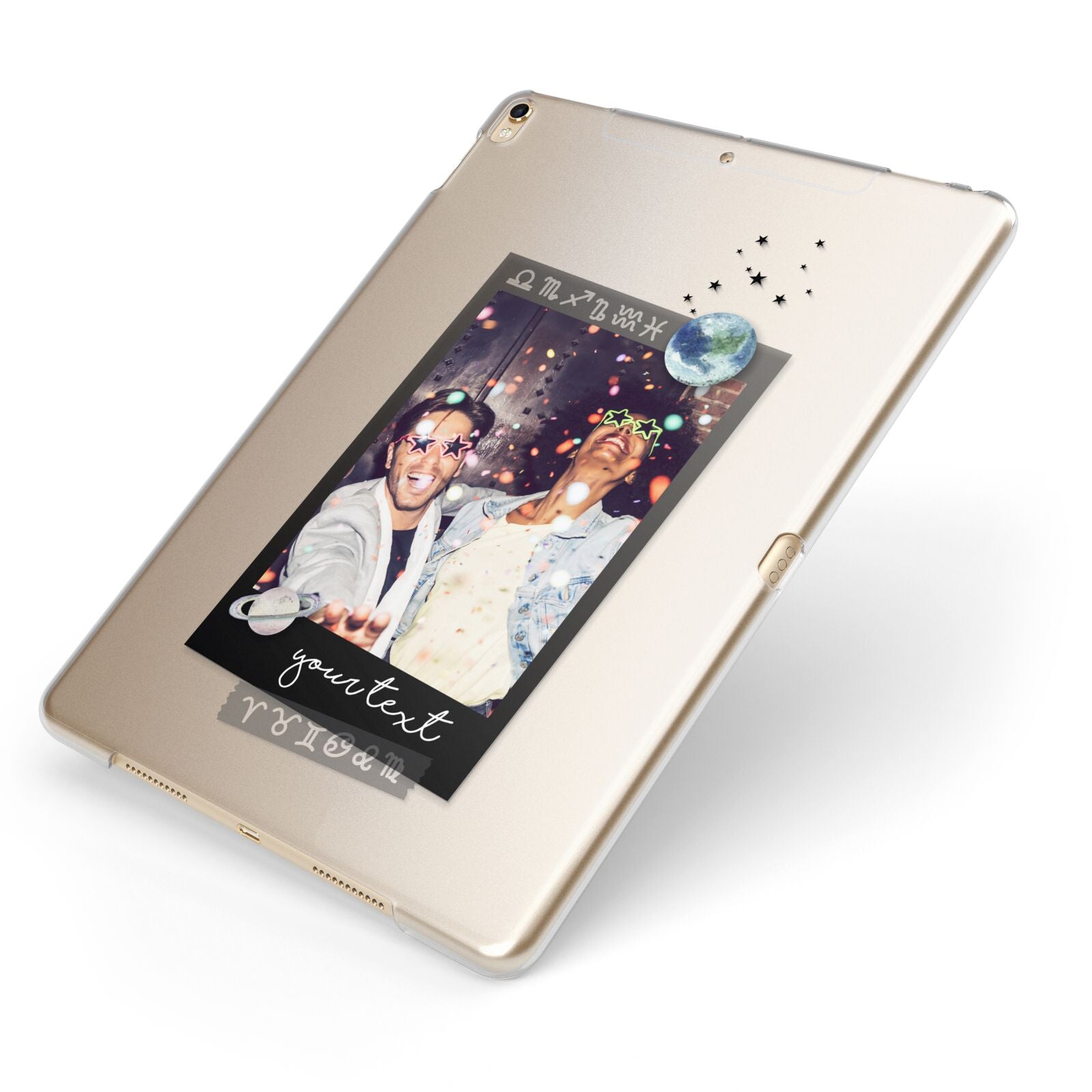 Personalised Photo Celestial Apple iPad Case on Gold iPad Side View
