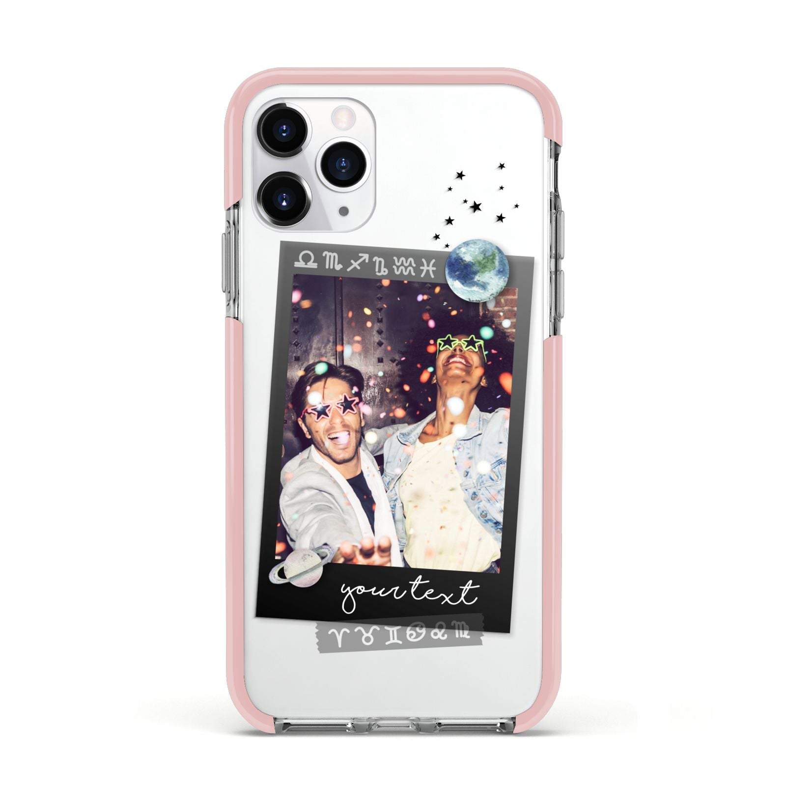 Personalised Photo Celestial Apple iPhone 11 Pro in Silver with Pink Impact Case