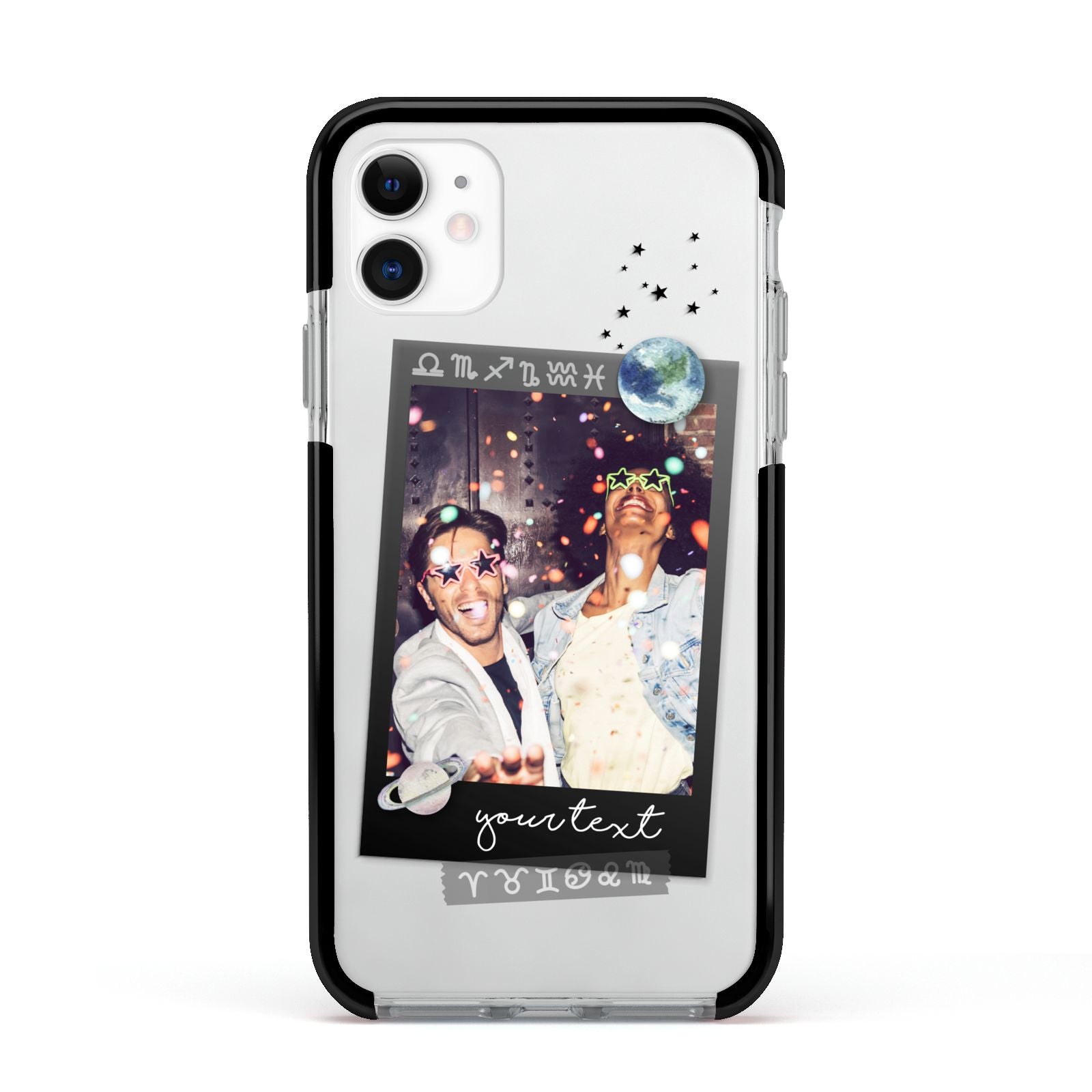 Personalised Photo Celestial Apple iPhone 11 in White with Black Impact Case