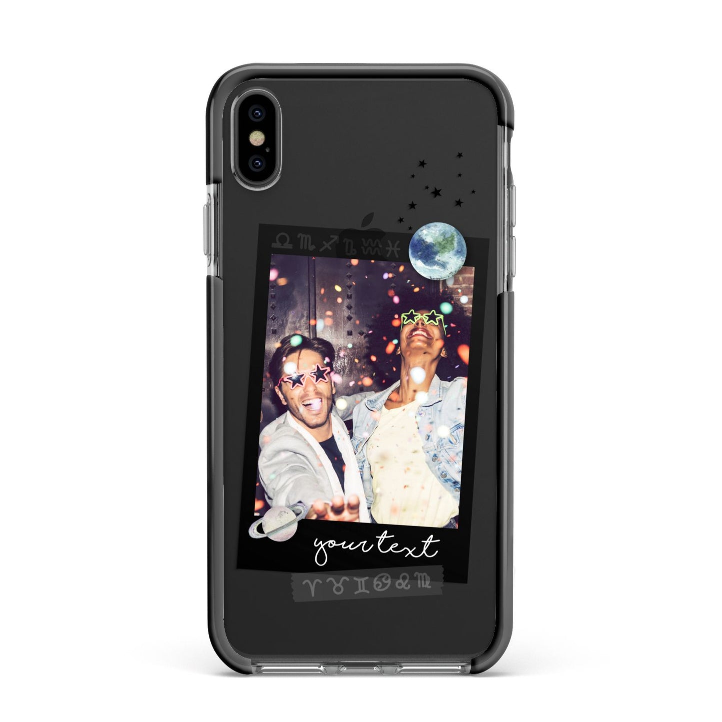 Personalised Photo Celestial Apple iPhone Xs Max Impact Case Black Edge on Black Phone