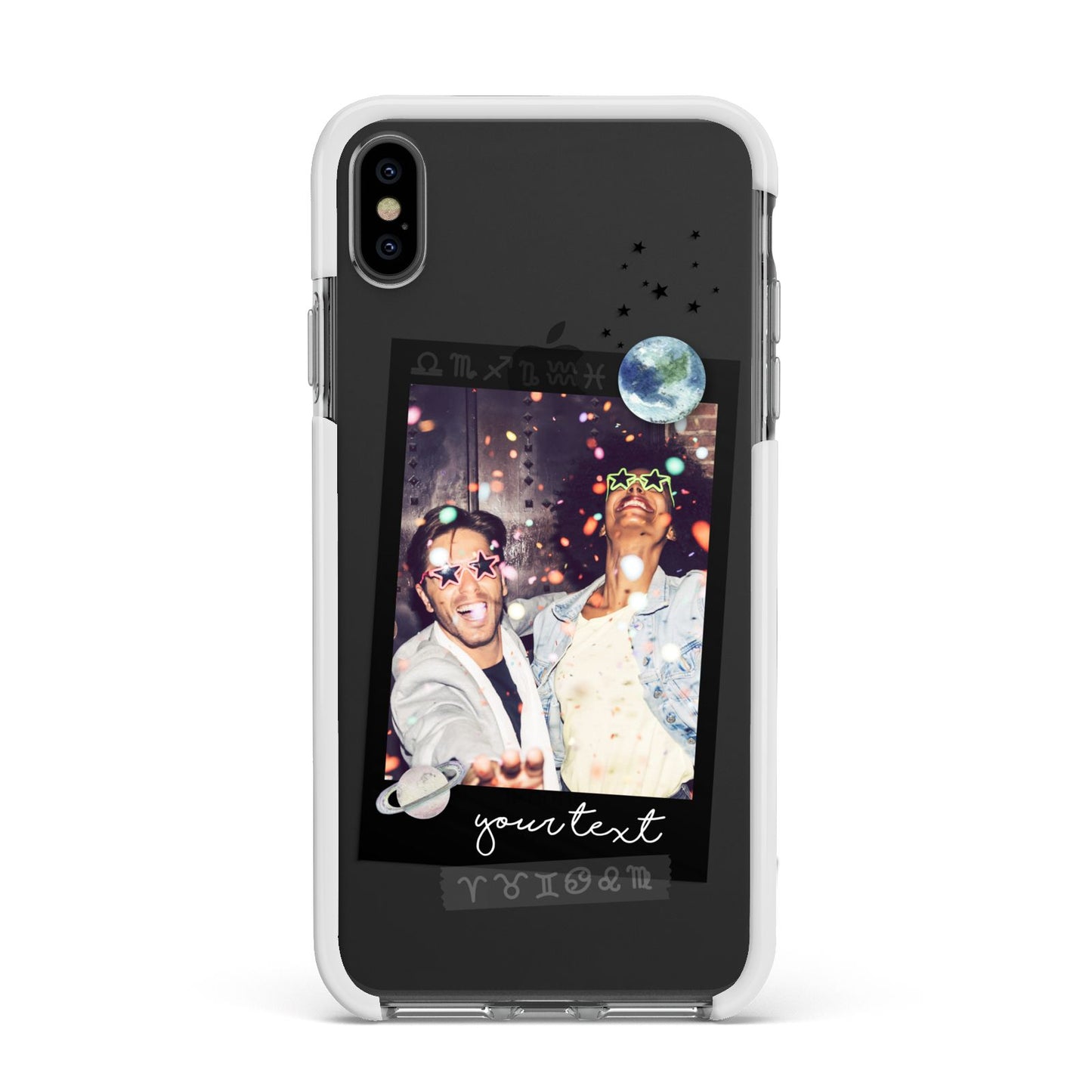 Personalised Photo Celestial Apple iPhone Xs Max Impact Case White Edge on Black Phone