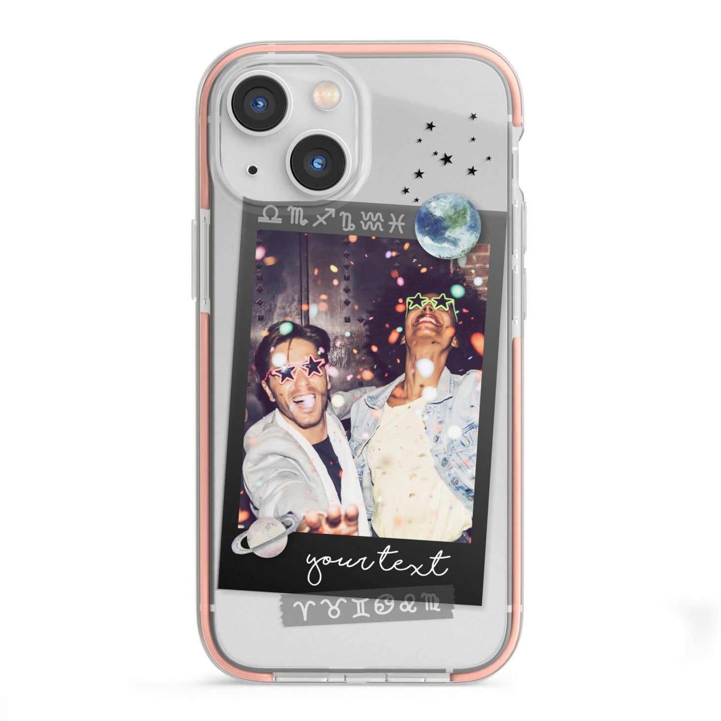 Personalised Photo Celestial iPhone 13 Mini TPU Impact Case with Pink Edges