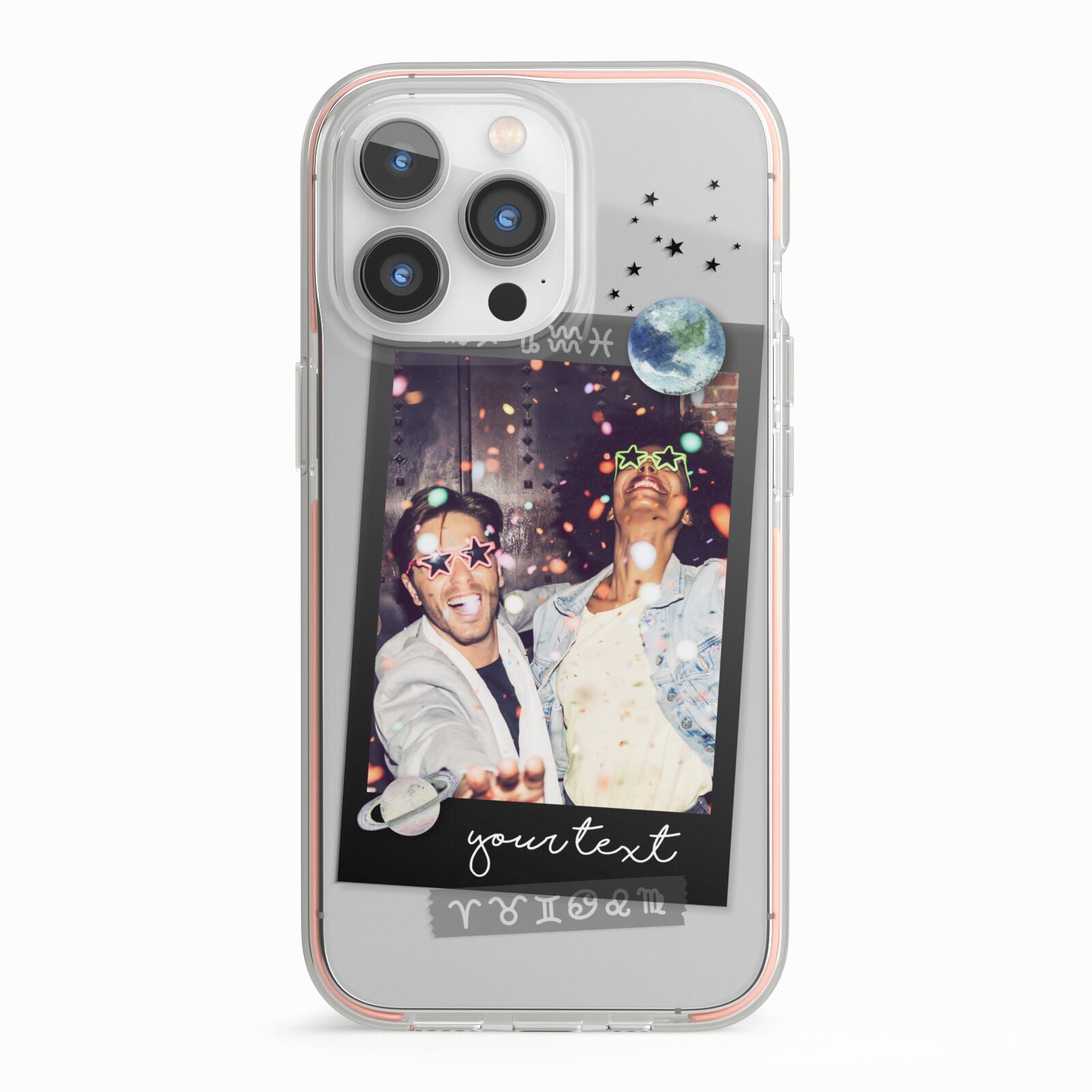 Personalised Photo Celestial iPhone 13 Pro TPU Impact Case with Pink Edges