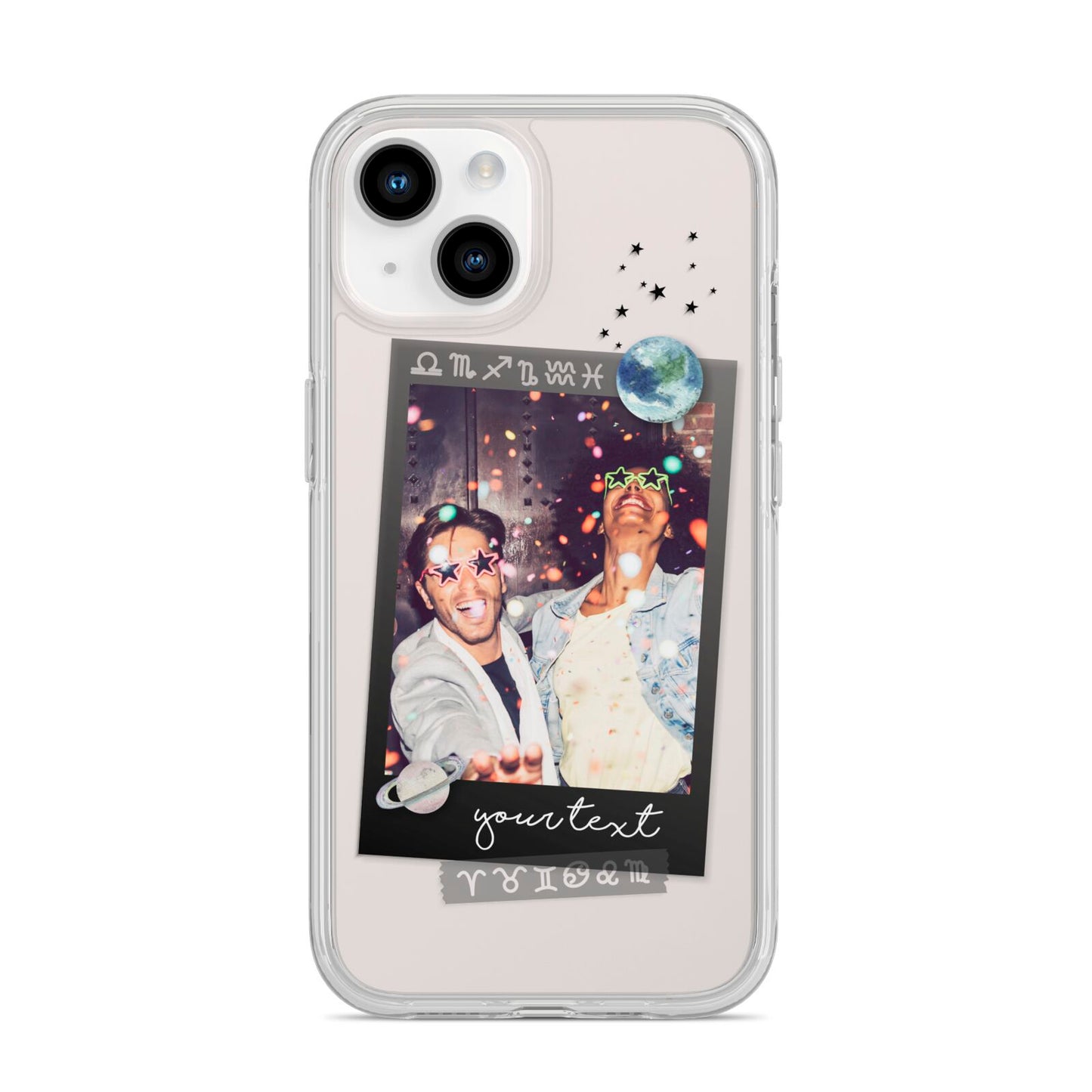 Personalised Photo Celestial iPhone 14 Clear Tough Case Starlight