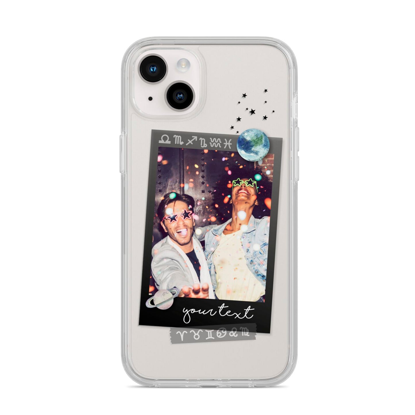 Personalised Photo Celestial iPhone 14 Plus Clear Tough Case Starlight