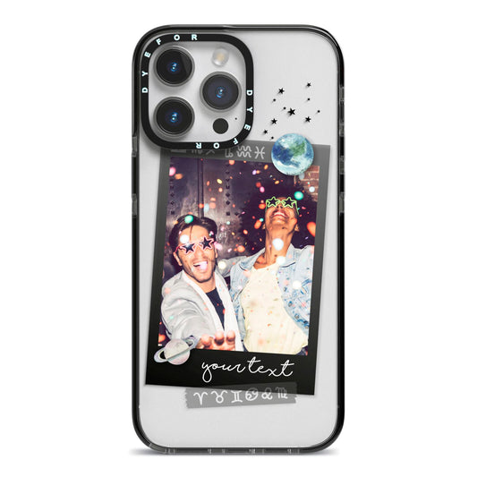 Personalised Photo Celestial iPhone 14 Pro Max Black Impact Case on Silver phone