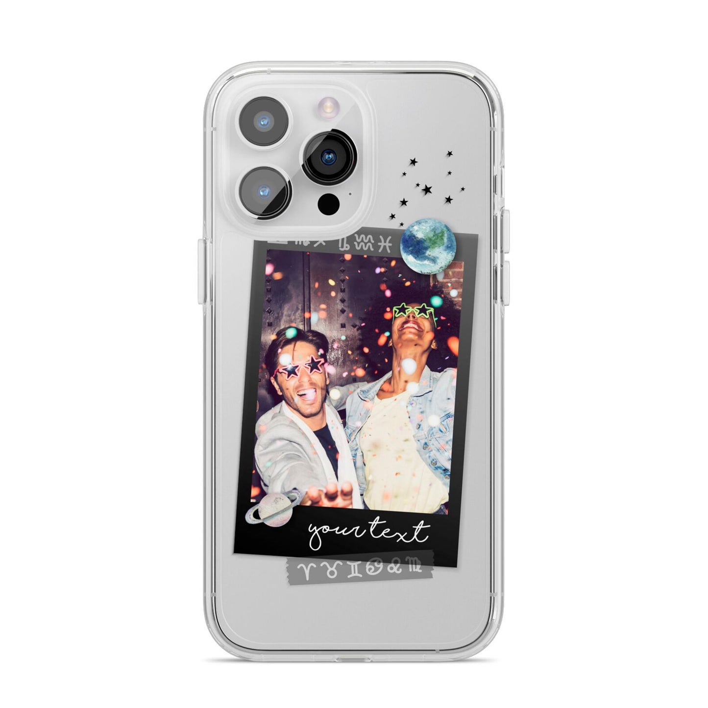 Personalised Photo Celestial iPhone 14 Pro Max Clear Tough Case Silver