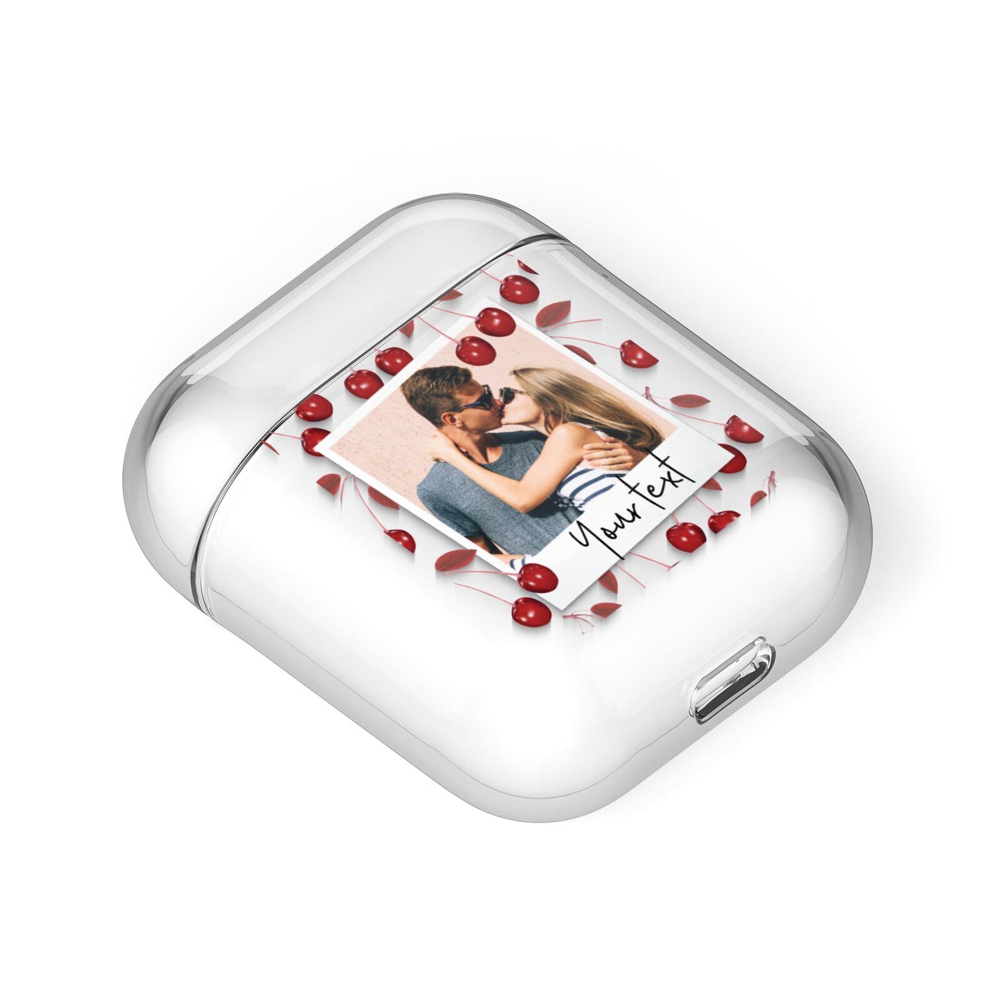 Personalised Photo Cherry AirPods Case Laid Flat