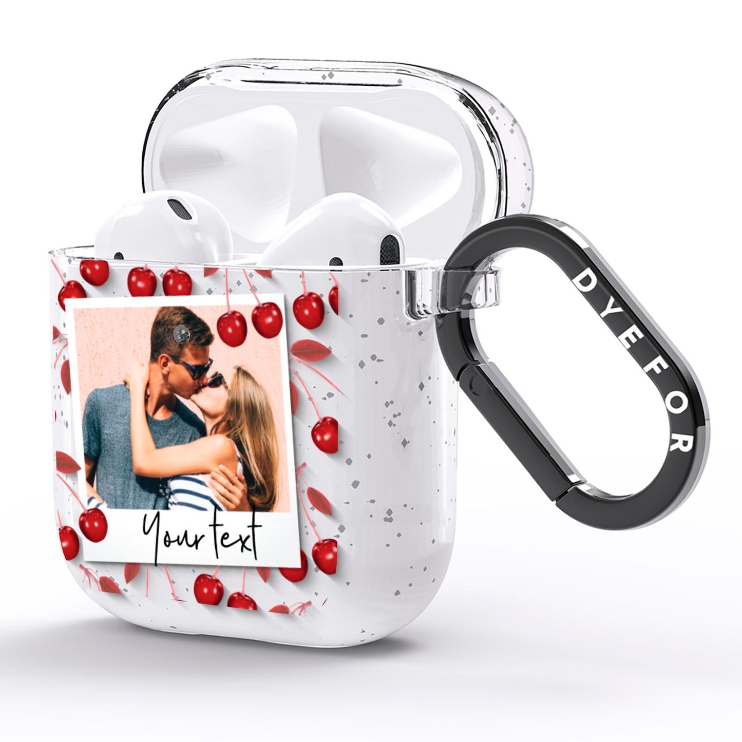 Personalised Photo Cherry AirPods Glitter Case Side Image