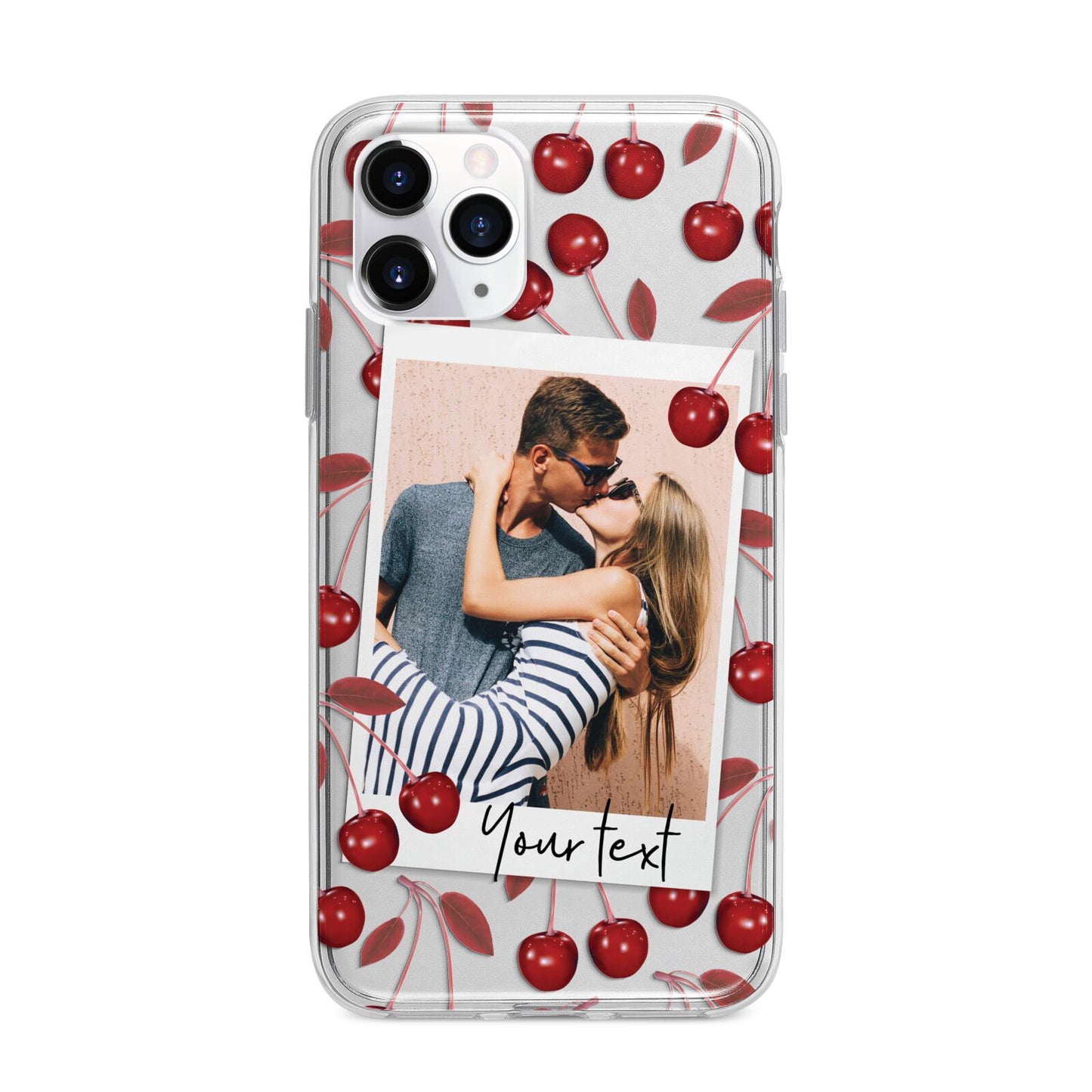 Personalised Photo Cherry Apple iPhone 11 Pro Max in Silver with Bumper Case