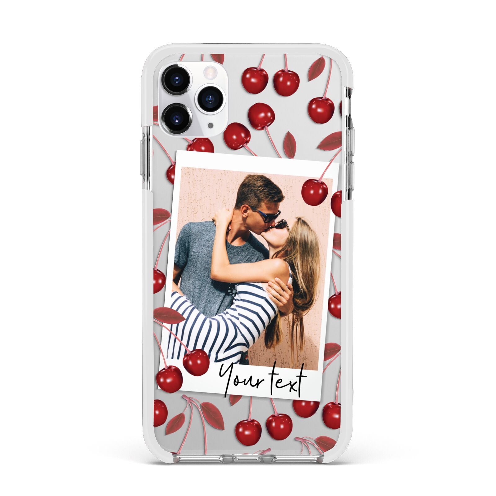 Personalised Photo Cherry Apple iPhone 11 Pro Max in Silver with White Impact Case