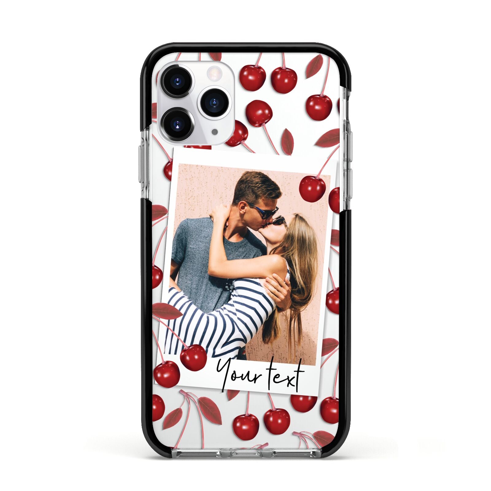 Personalised Photo Cherry Apple iPhone 11 Pro in Silver with Black Impact Case