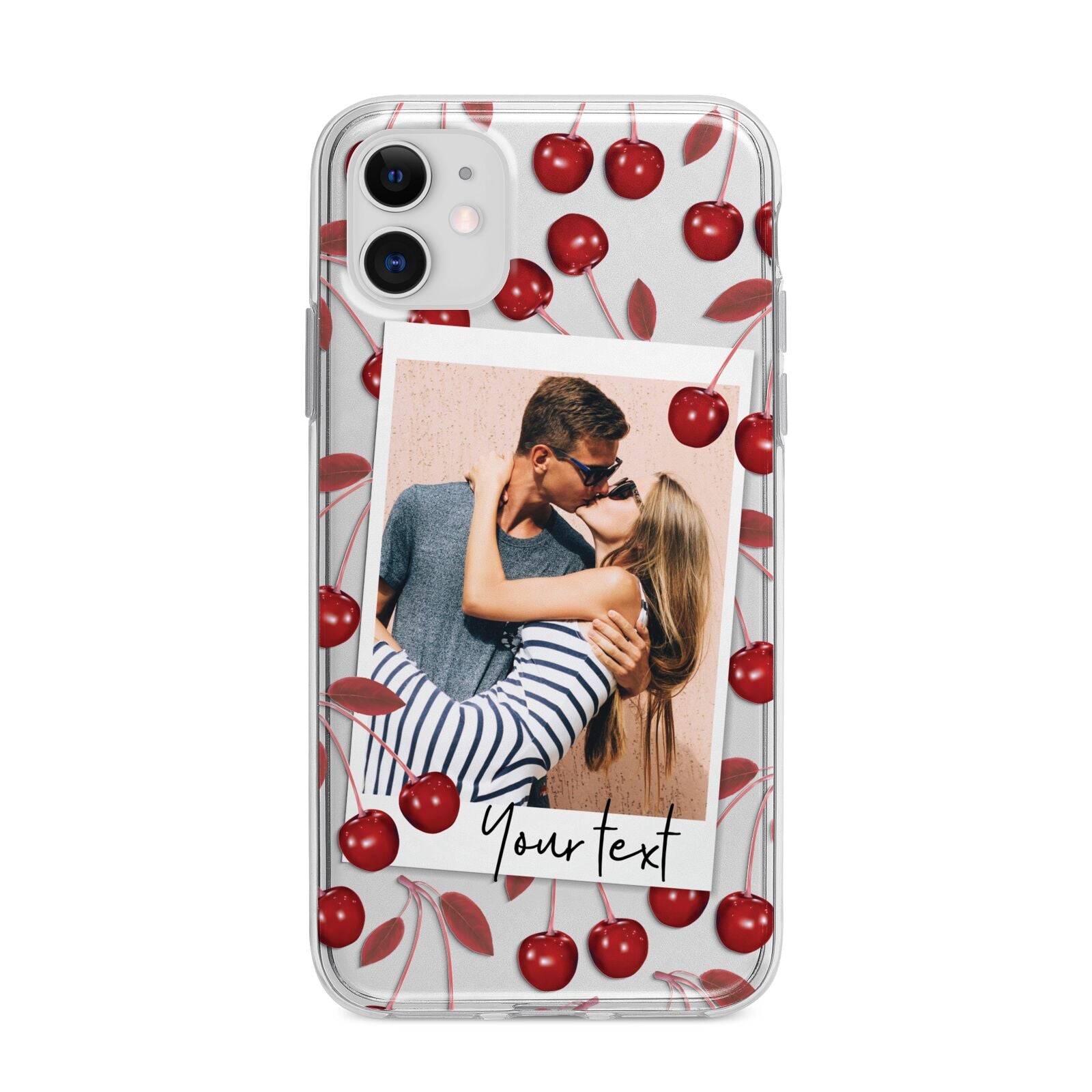 Personalised Photo Cherry Apple iPhone 11 in White with Bumper Case