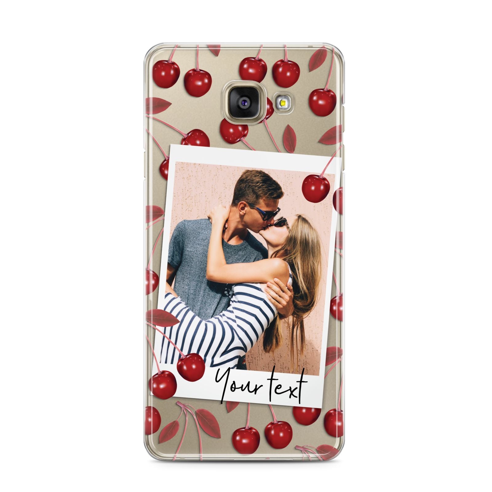 Personalised Photo Cherry Samsung Galaxy A3 2016 Case on gold phone