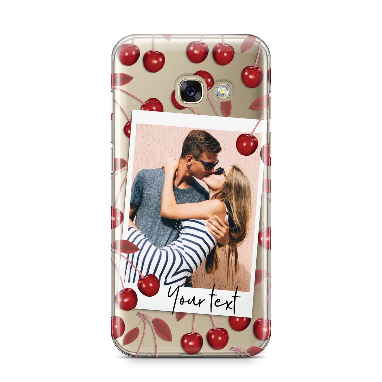Personalised Photo Cherry Samsung Galaxy A3 2017 Case on gold phone