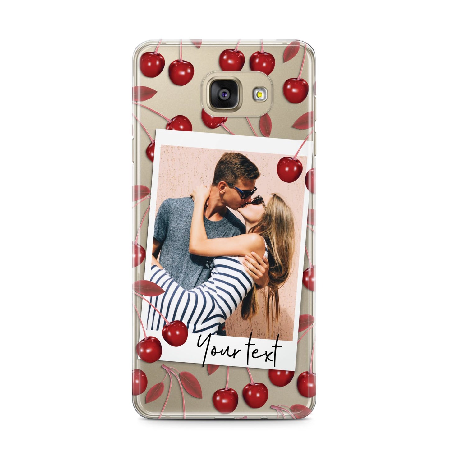 Personalised Photo Cherry Samsung Galaxy A7 2016 Case on gold phone