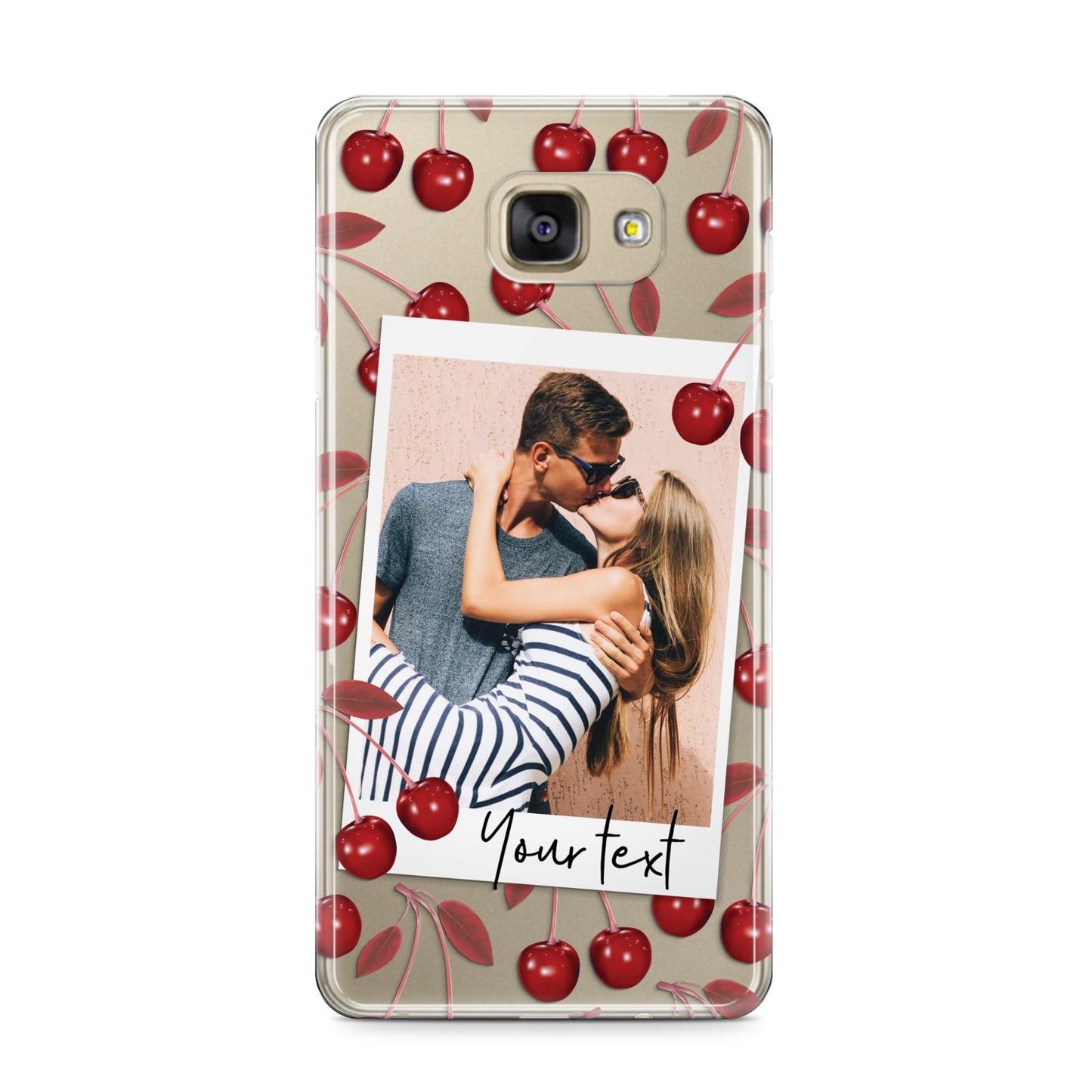 Personalised Photo Cherry Samsung Galaxy A9 2016 Case on gold phone