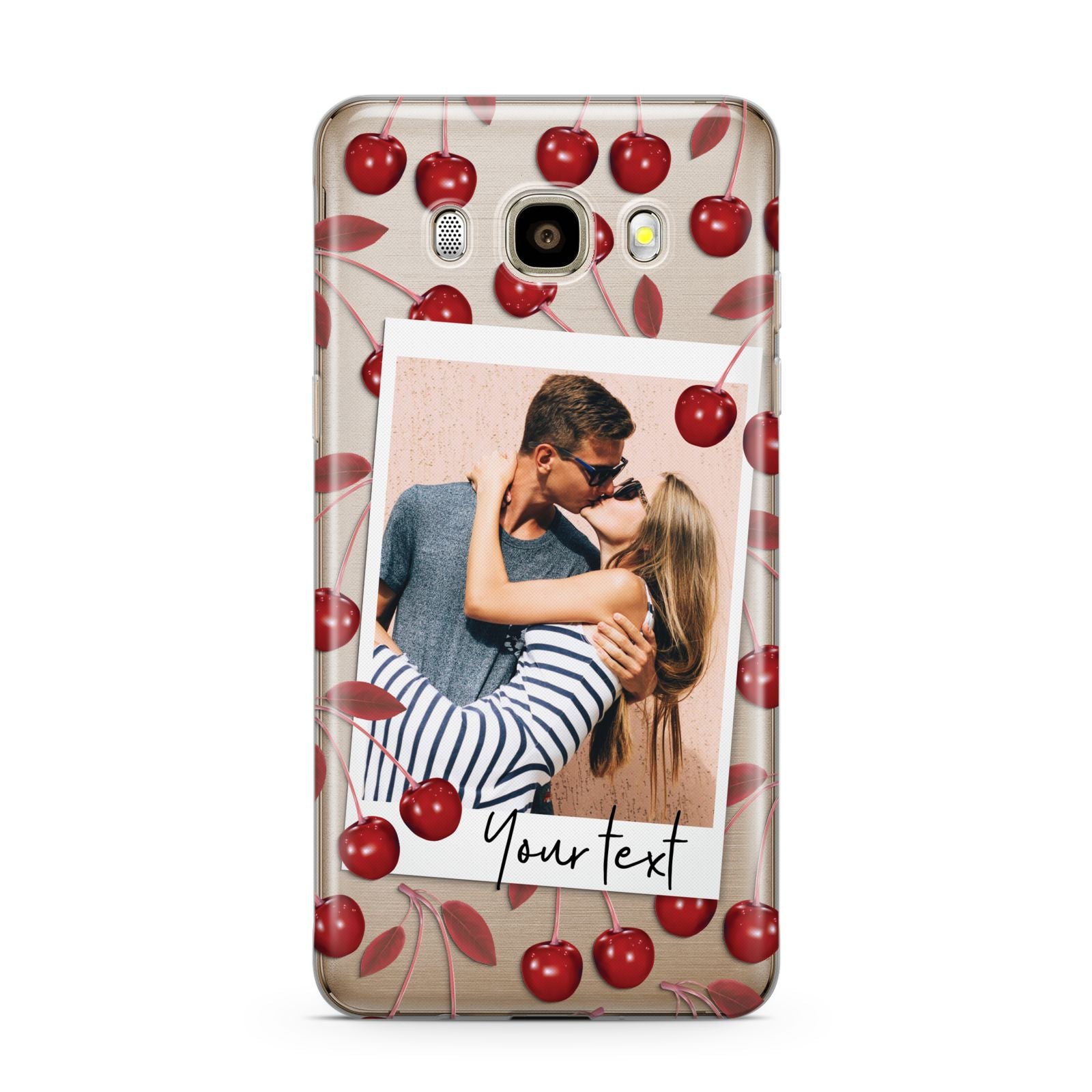 Personalised Photo Cherry Samsung Galaxy J7 2016 Case on gold phone