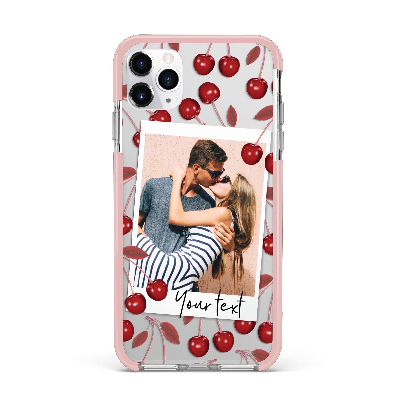 Personalised Photo Cherry iPhone 11 Pro Max Impact Pink Edge Case