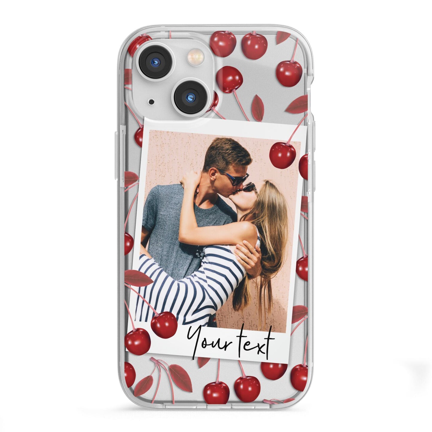 Personalised Photo Cherry iPhone 13 Mini TPU Impact Case with White Edges