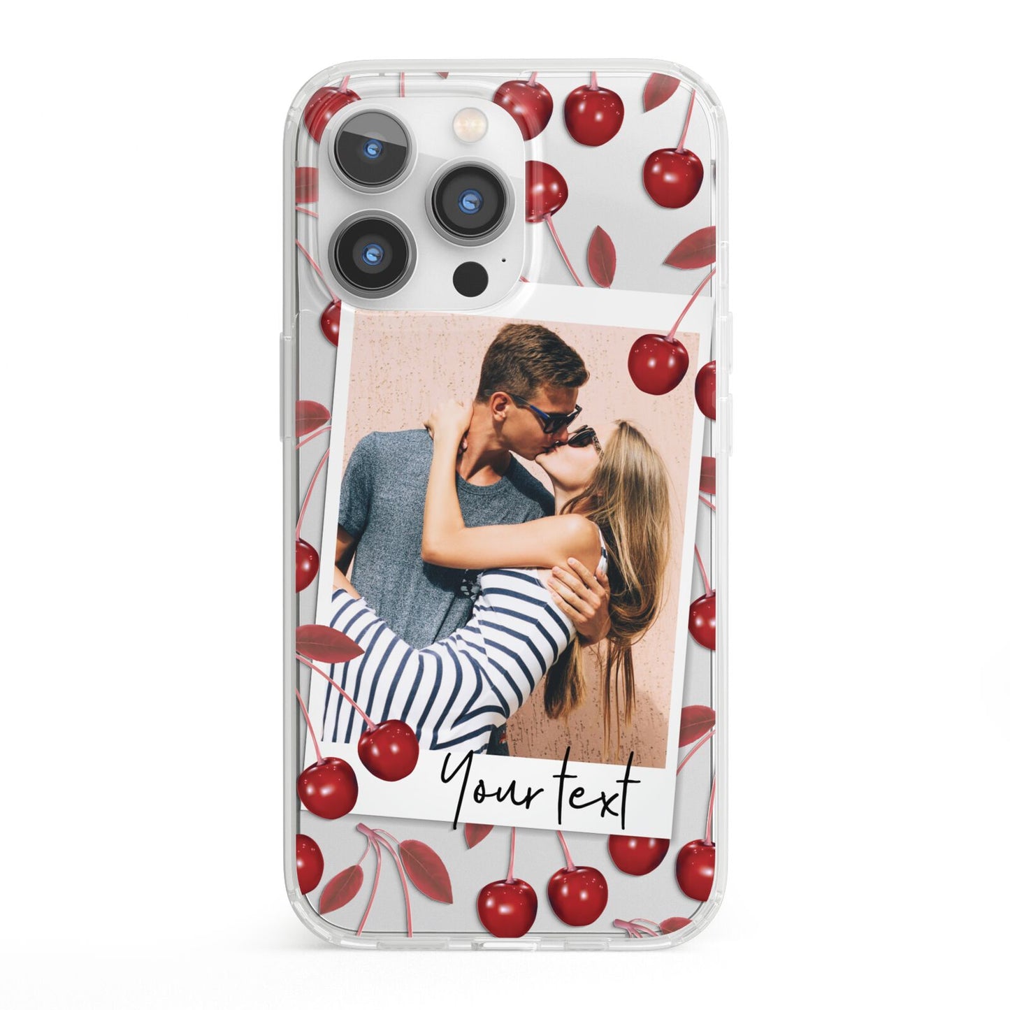 Personalised Photo Cherry iPhone 13 Pro Clear Bumper Case