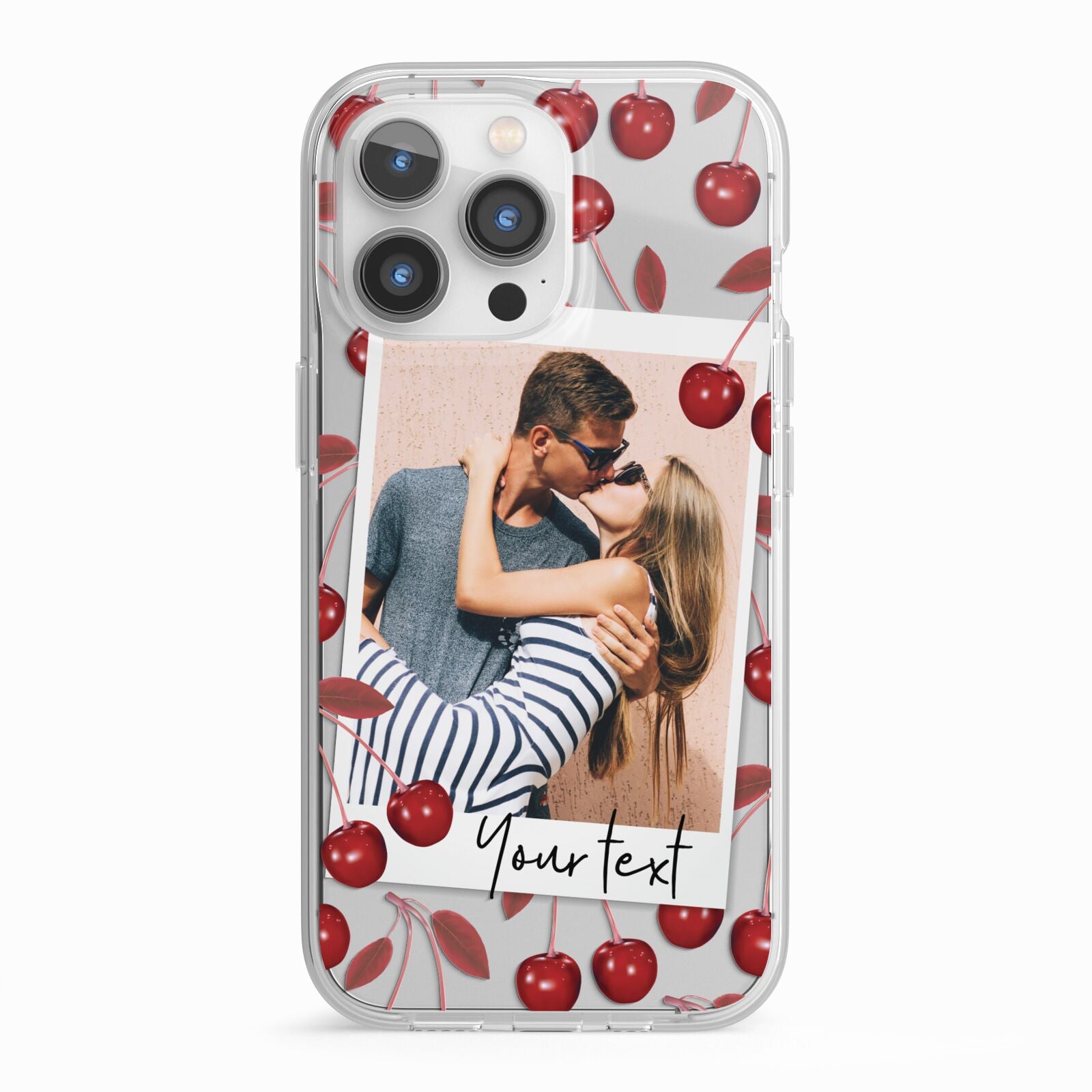 Personalised Photo Cherry iPhone 13 Pro TPU Impact Case with White Edges