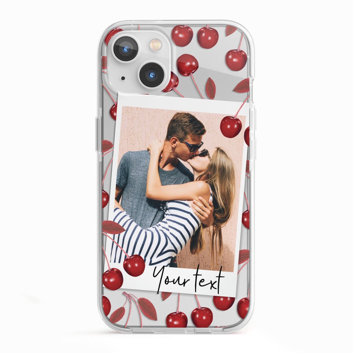 Personalised Photo Cherry iPhone 13 TPU Impact Case with White Edges