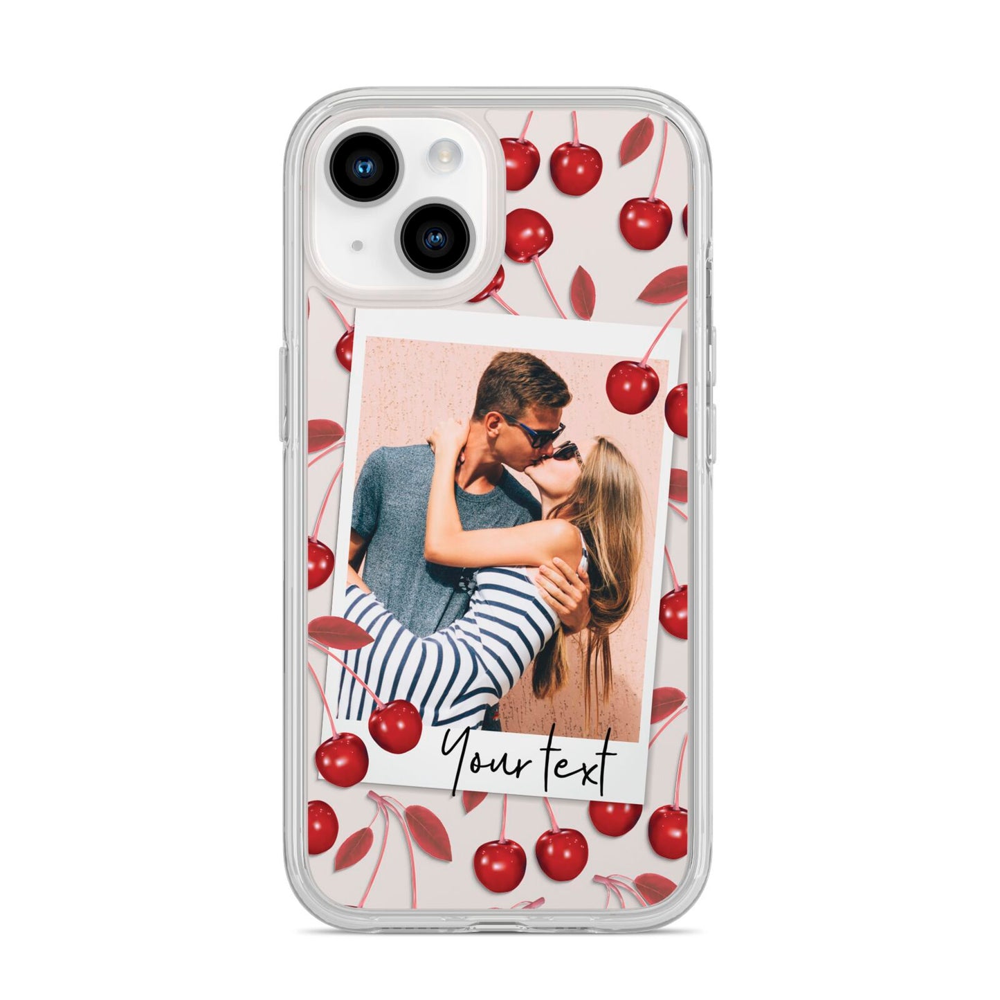 Personalised Photo Cherry iPhone 14 Clear Tough Case Starlight