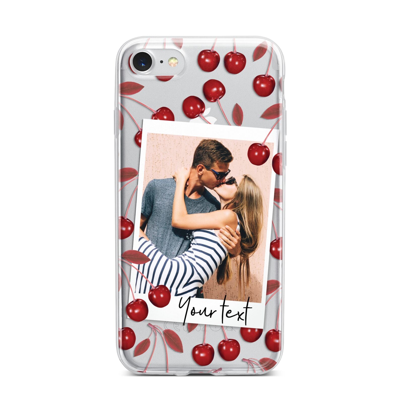 Personalised Photo Cherry iPhone 7 Bumper Case on Silver iPhone