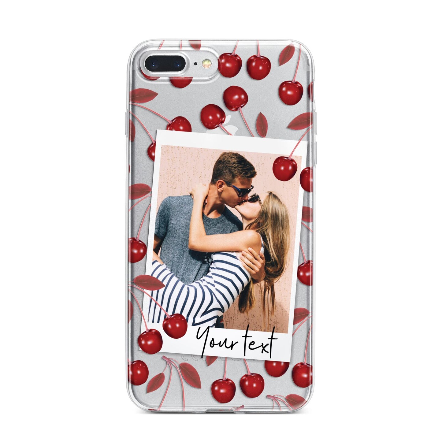 Personalised Photo Cherry iPhone 7 Plus Bumper Case on Silver iPhone