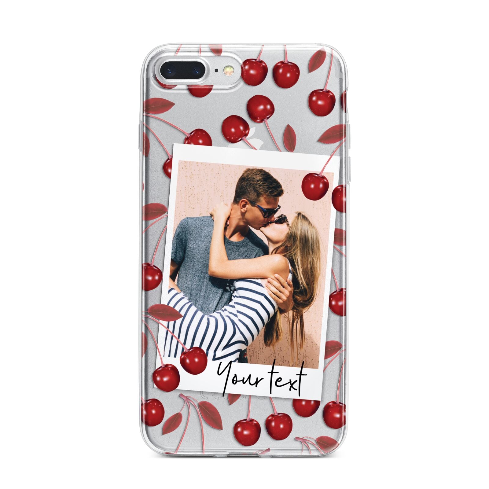 Personalised Photo Cherry iPhone 7 Plus Bumper Case on Silver iPhone