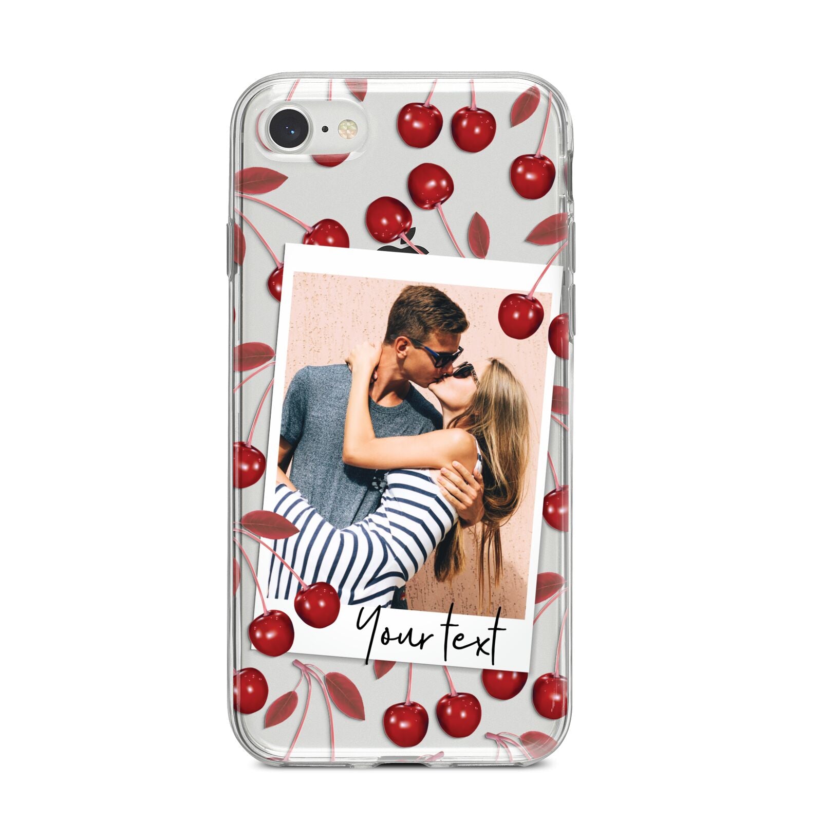 Personalised Photo Cherry iPhone 8 Bumper Case on Silver iPhone
