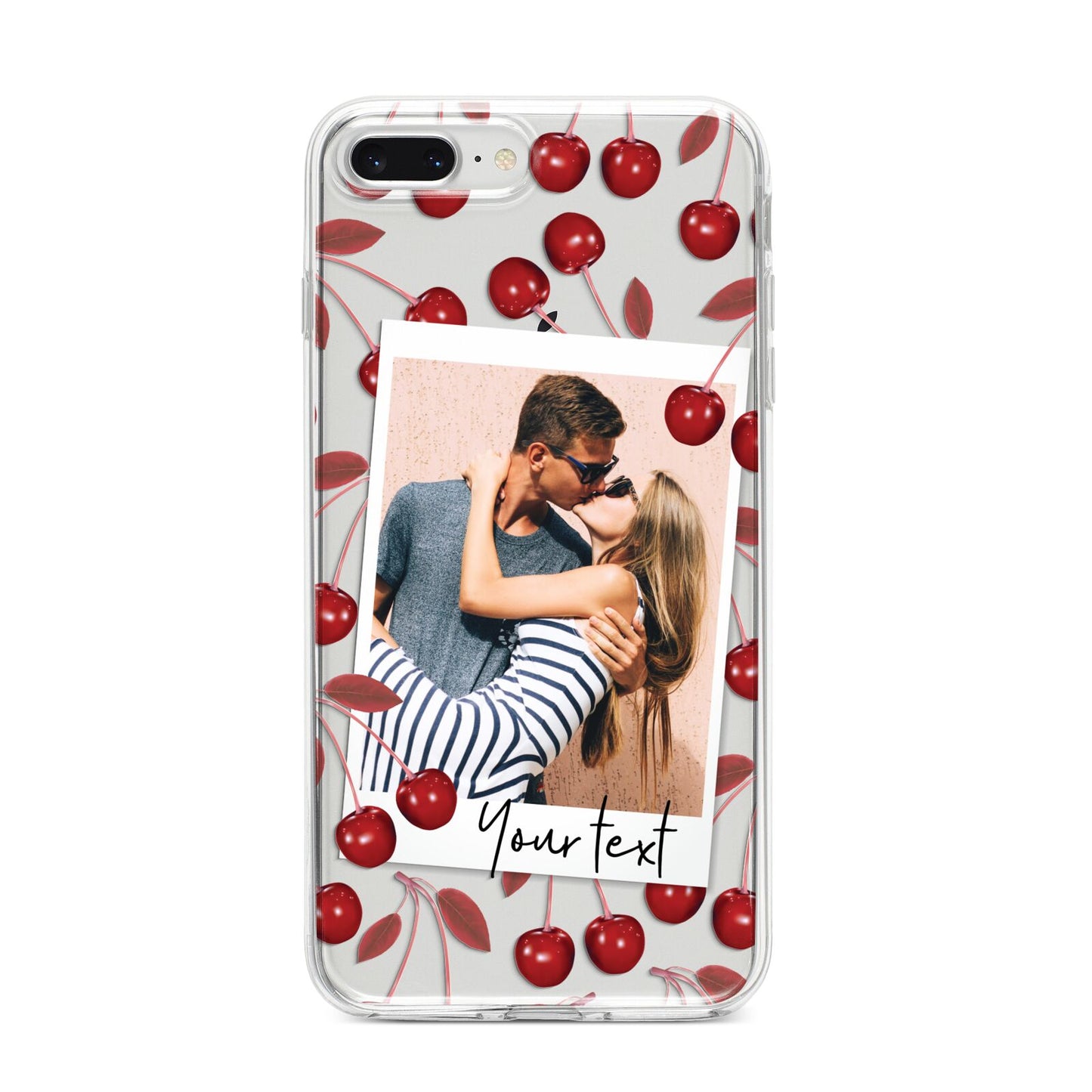 Personalised Photo Cherry iPhone 8 Plus Bumper Case on Silver iPhone