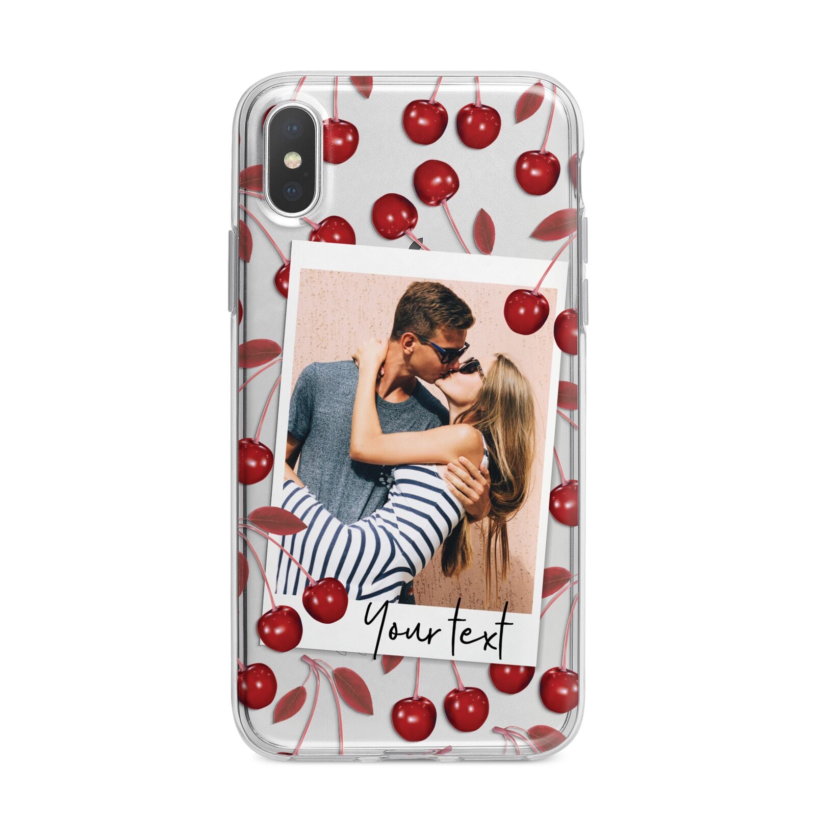 Personalised Photo Cherry iPhone X Bumper Case on Silver iPhone Alternative Image 1