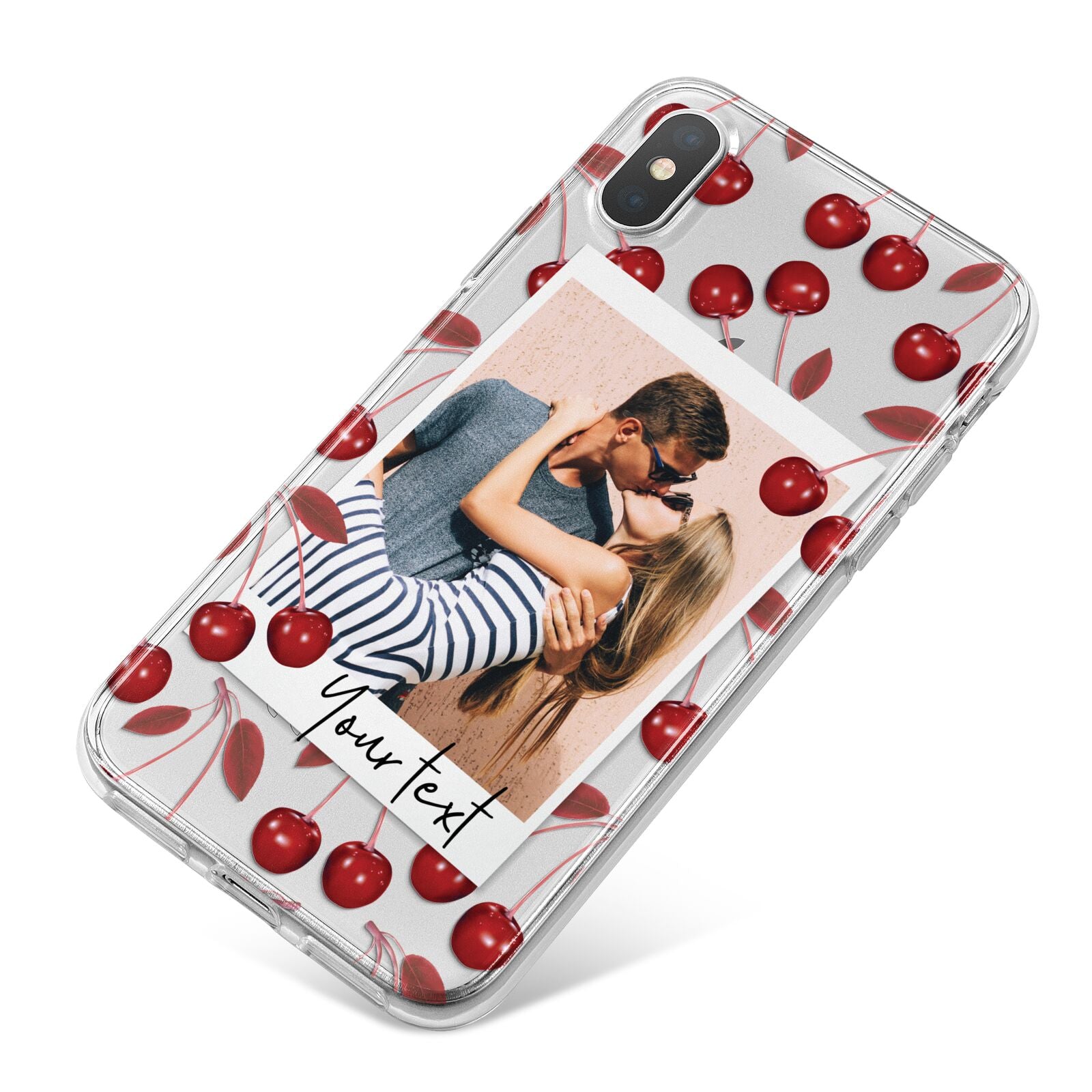 Personalised Photo Cherry iPhone X Bumper Case on Silver iPhone