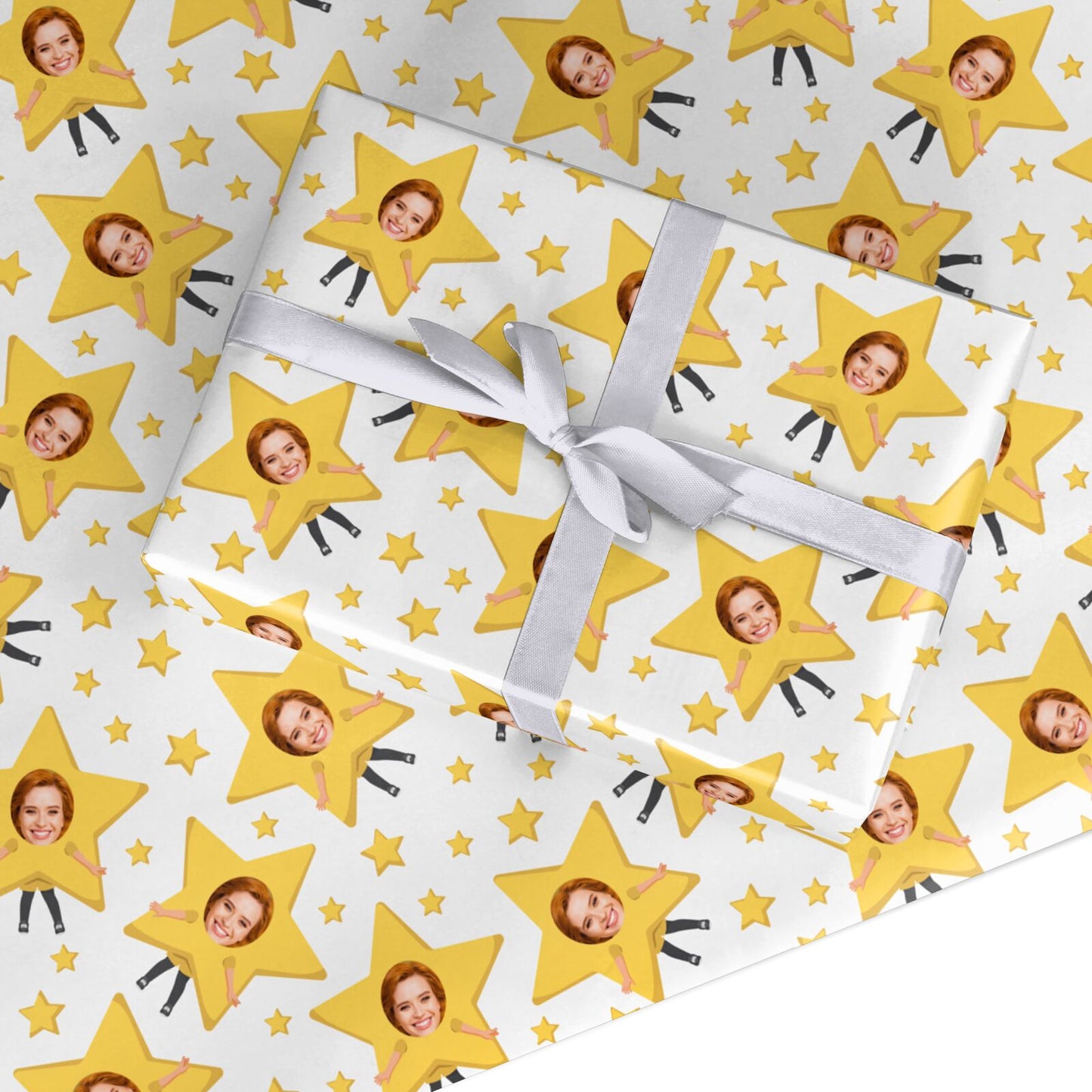 Personalised Photo Face Christmas Star Custom Wrapping Paper