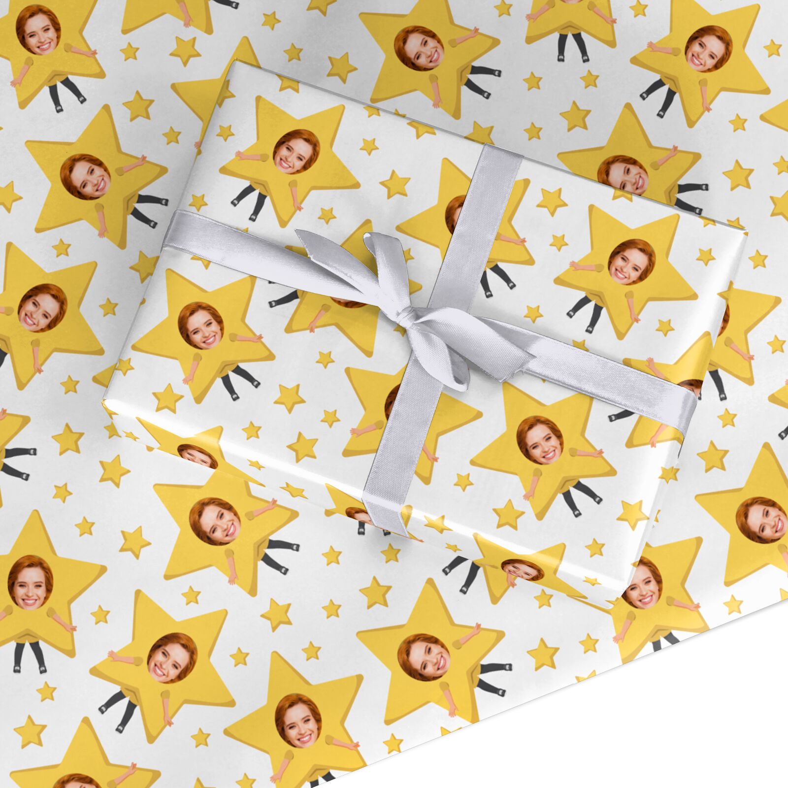 Personalised Photo Face Christmas Star Custom Wrapping Paper