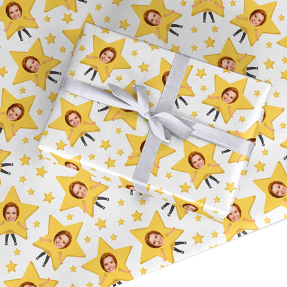 Personalised Photo Face Christmas Star Custom Wrapping Paper