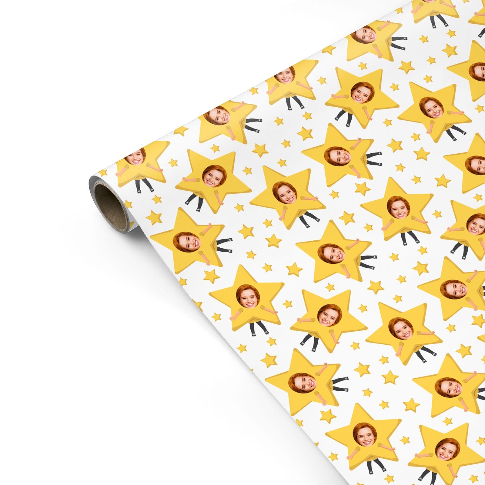 Personalised Photo Face Christmas Star Personalised Gift Wrap