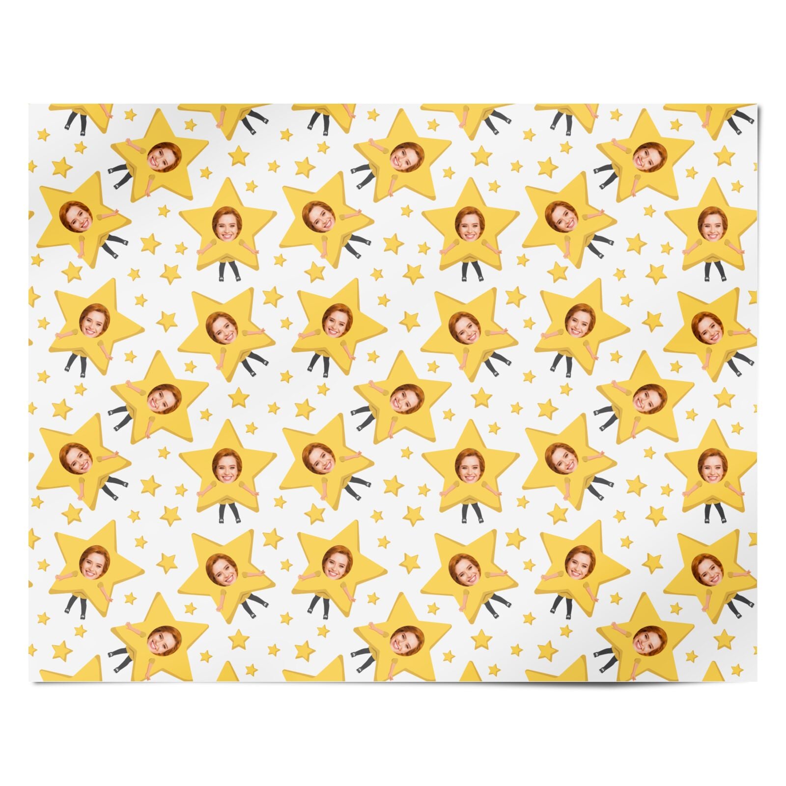 Personalised Photo Face Christmas Star Personalised Wrapping Paper Alternative